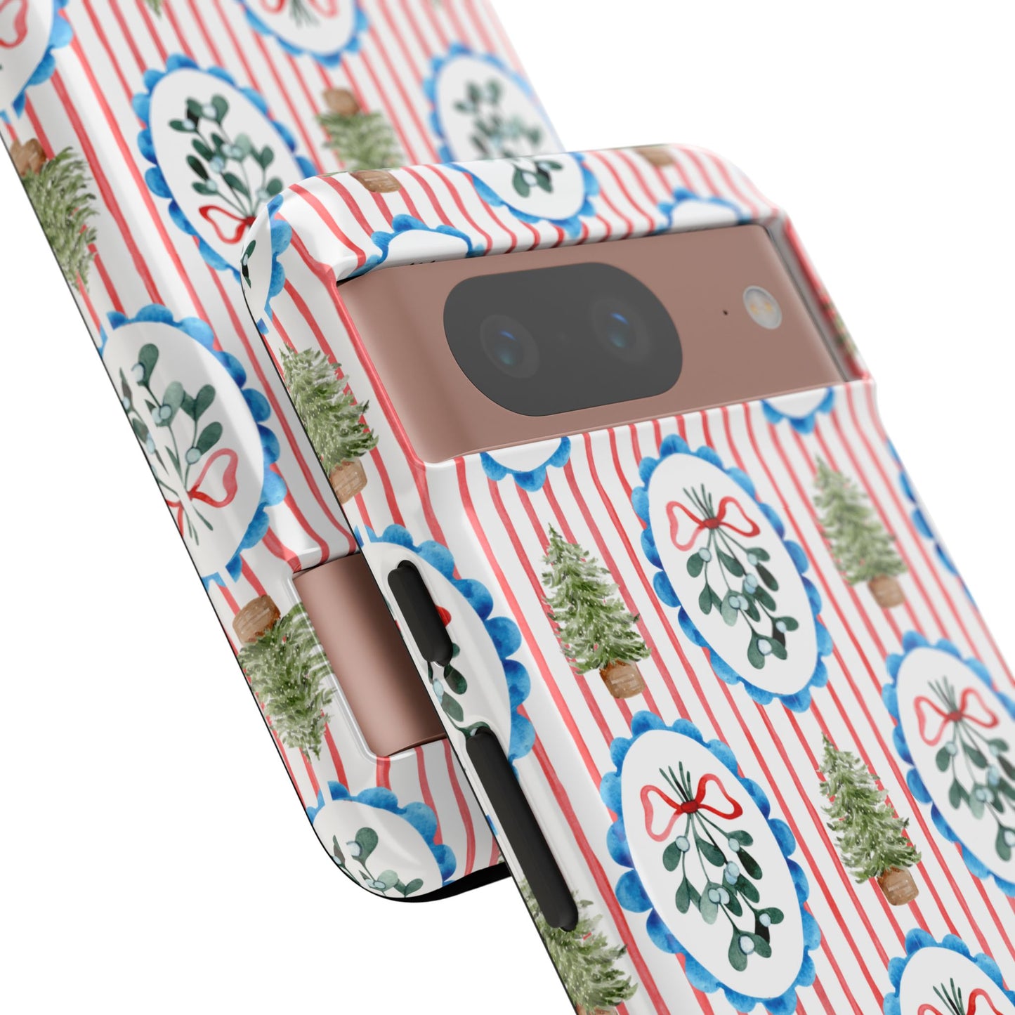 Christmas Wreath & Tree Pattern Phone Case — Festive Holiday Tough Case