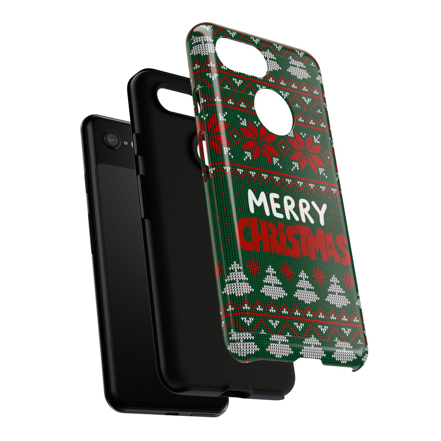 Merry Christmas Phone Case - Festive Green Ugly Sweater Design