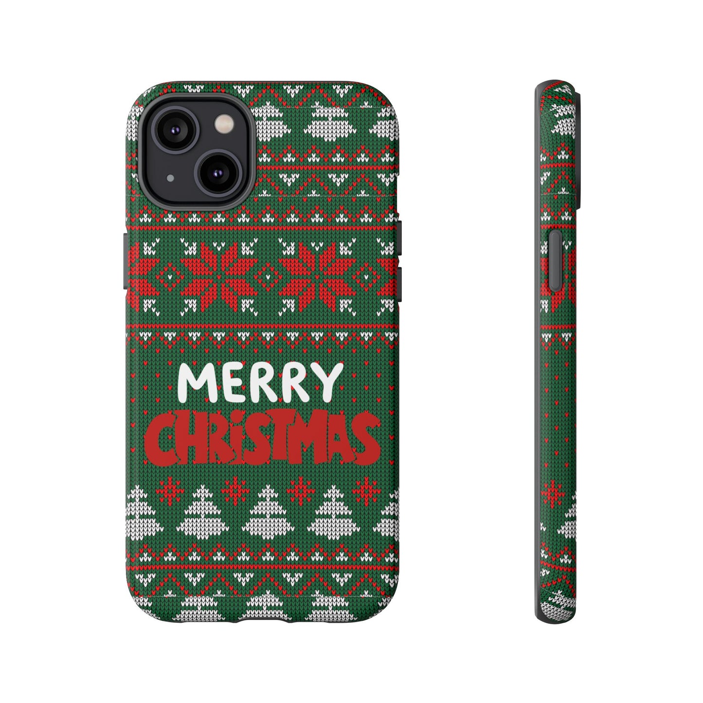 Merry Christmas Phone Case - Festive Green Ugly Sweater Design