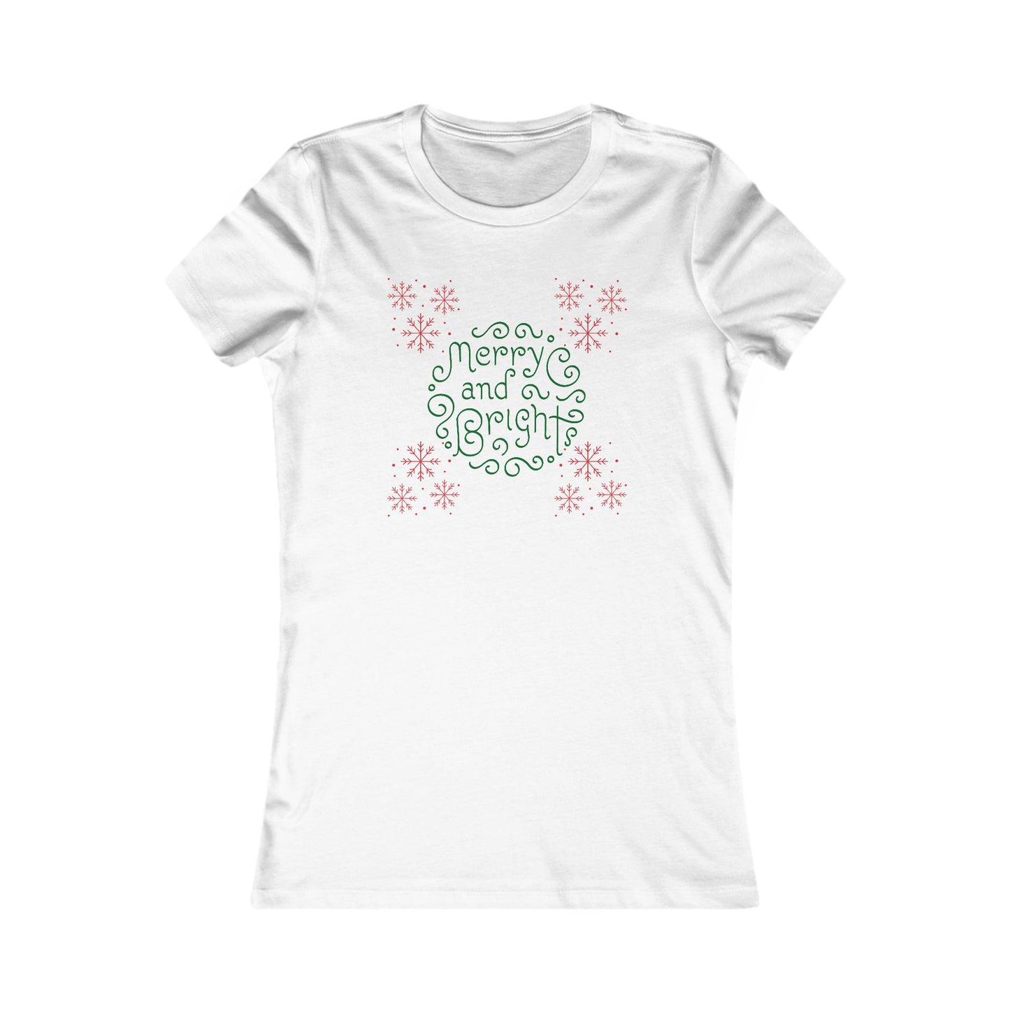 Merry & Bright Women's Tee — Christmas Holiday Graphic Shirt