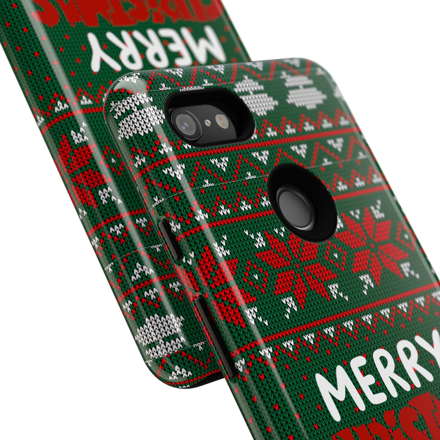 Merry Christmas Phone Case - Festive Green Ugly Sweater Design