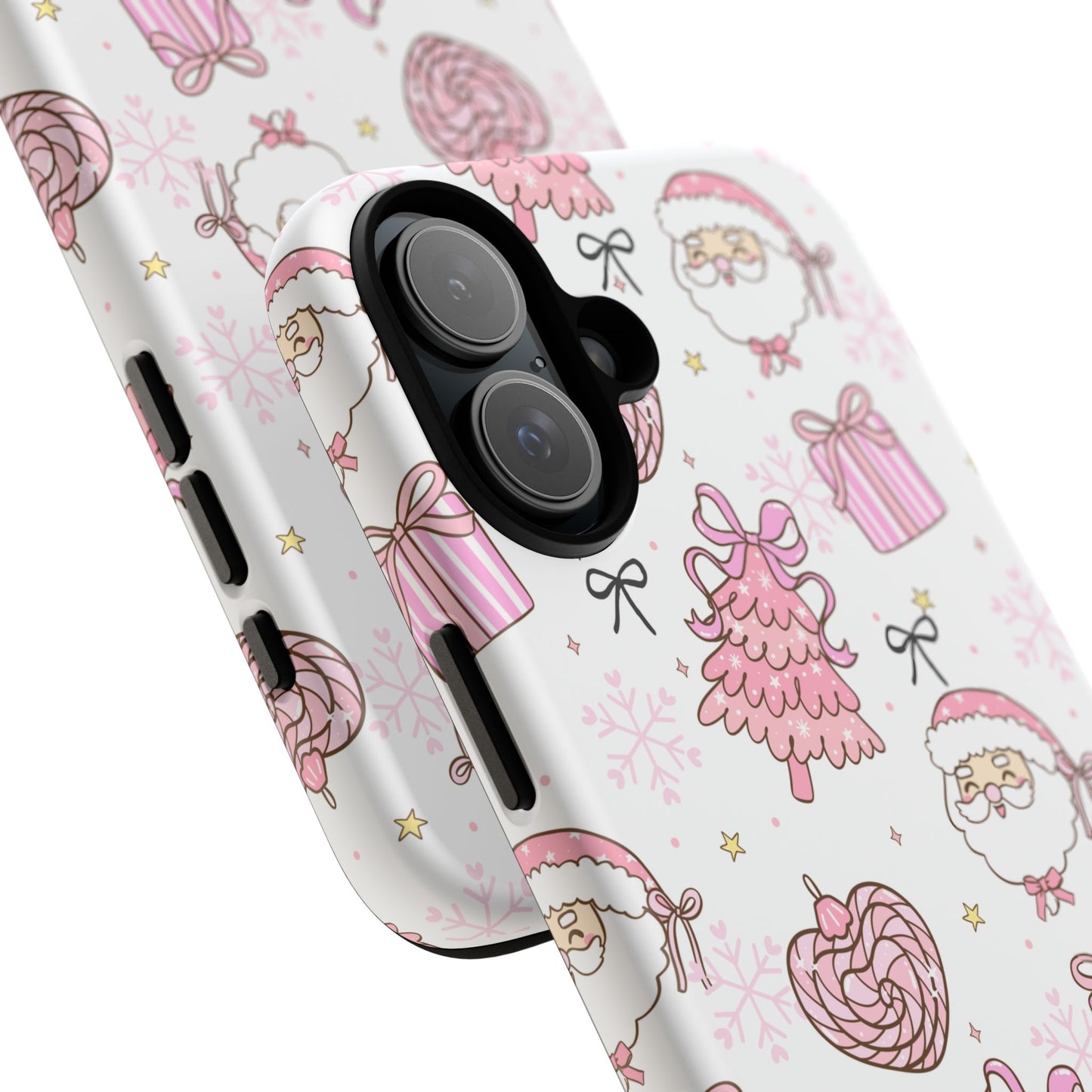 Christmas Pink Pattern Phone Case - Cute Santa, Tree & Gift Protective Cover