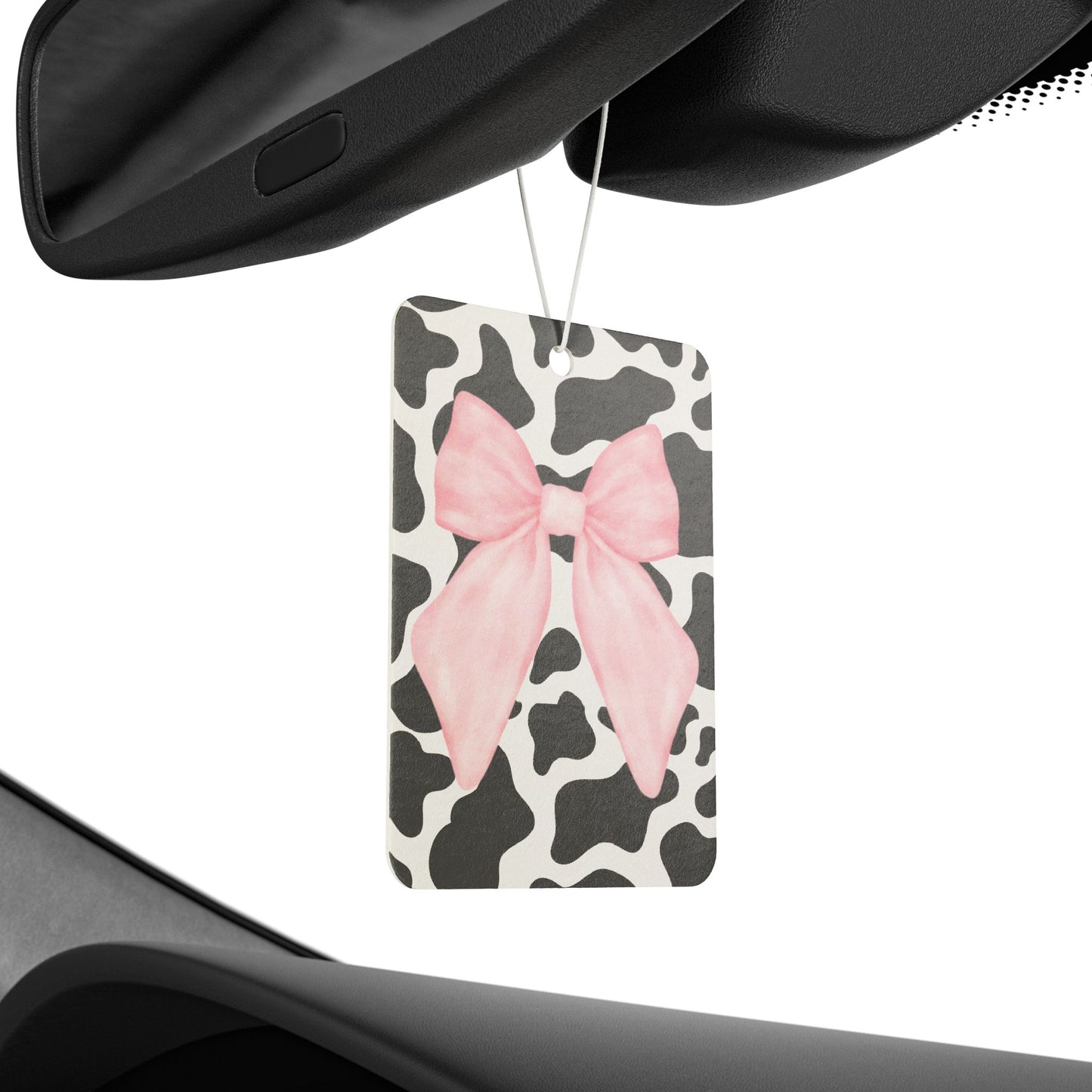 Cute Cow Print Air Freshener with Pink Bow