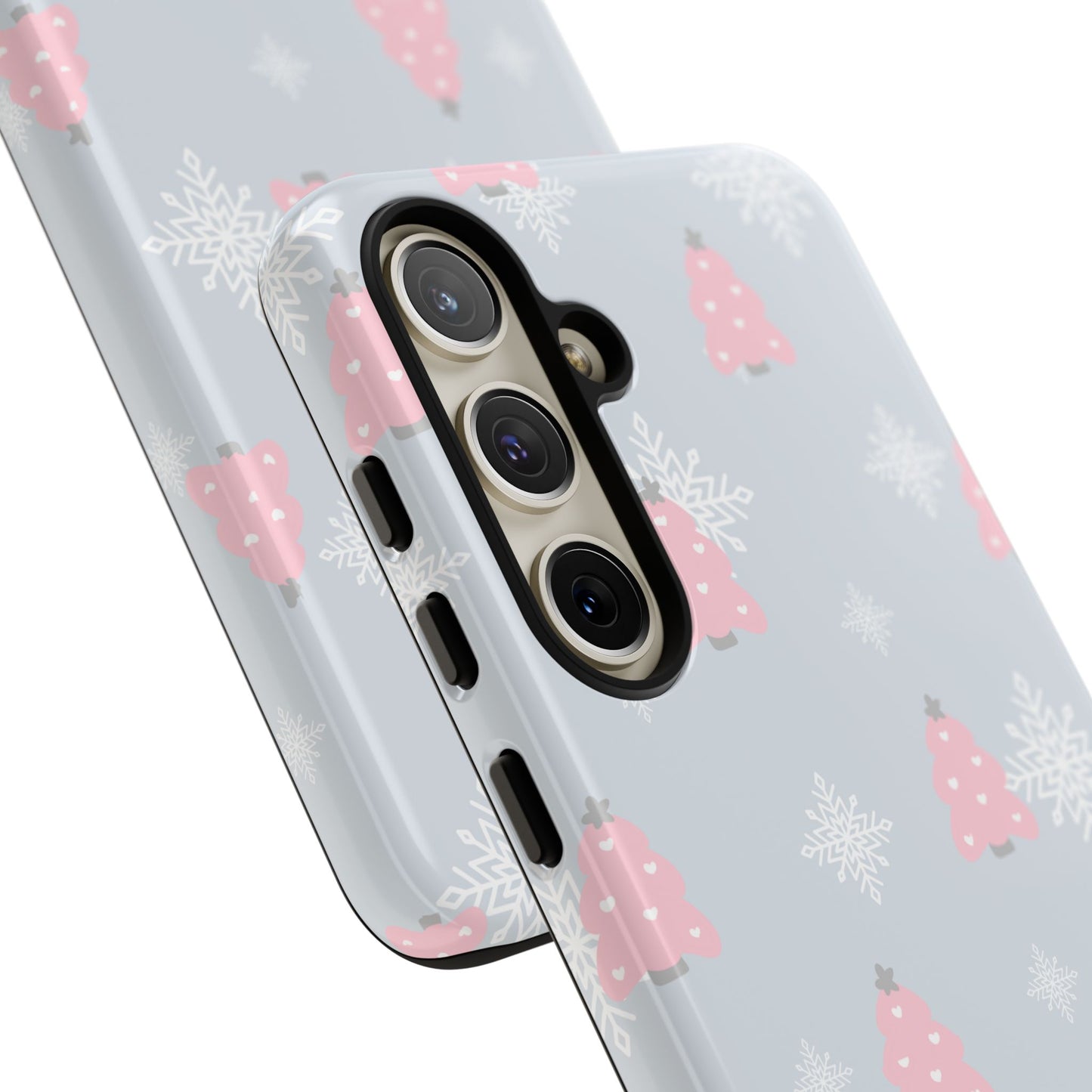 Christmas Pink Tree Tough Phone Case — Cute Holiday Snowflake Design