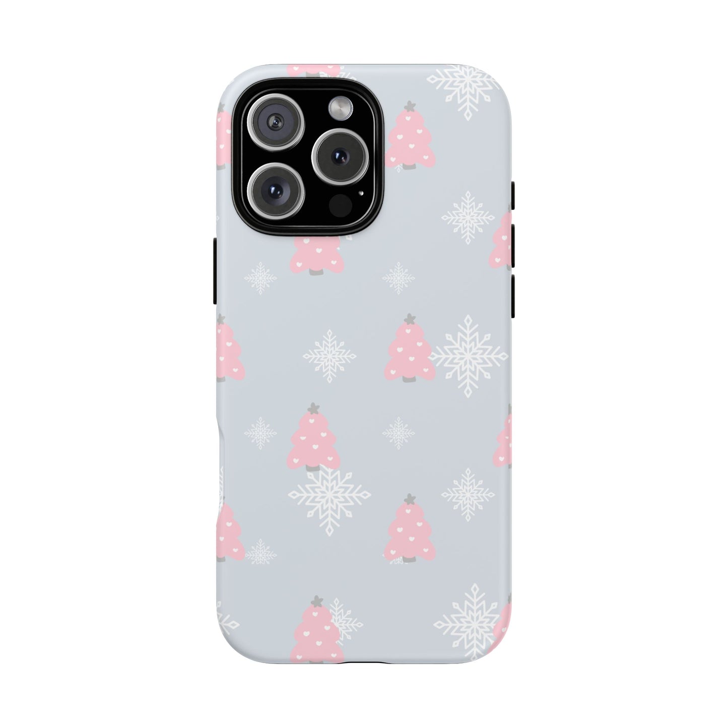 Christmas Pink Tree Tough Phone Case — Cute Holiday Snowflake Design