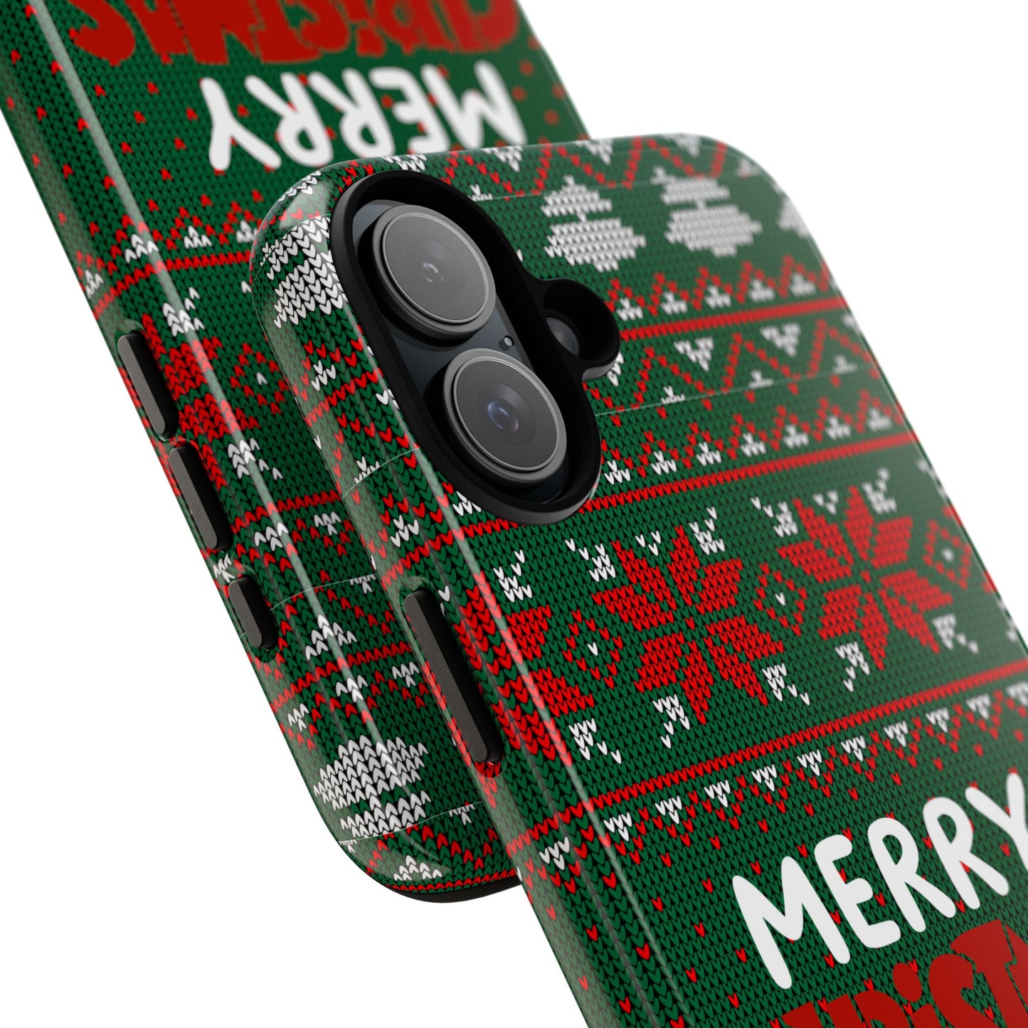 Merry Christmas Phone Case - Festive Green Ugly Sweater Design