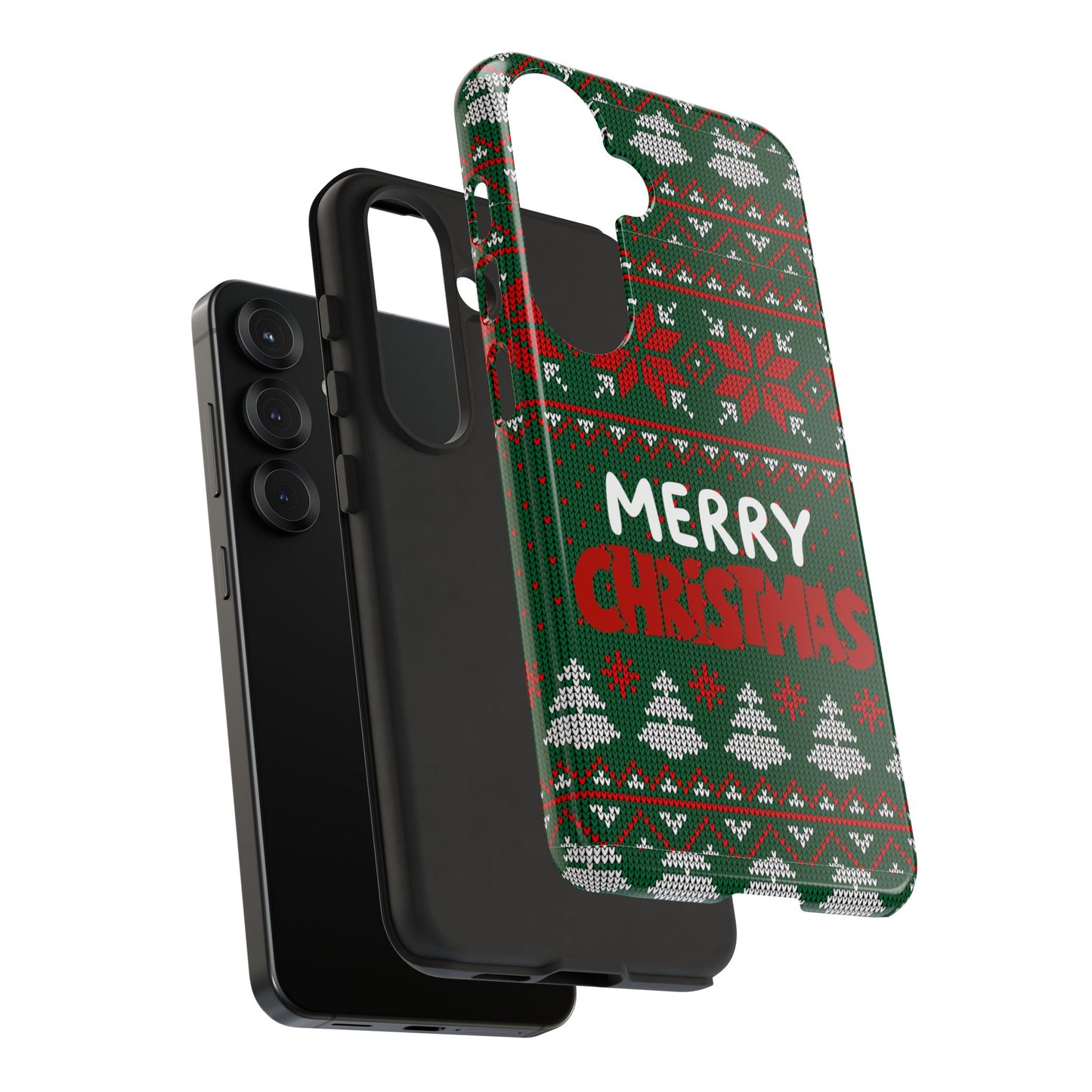 Merry Christmas Phone Case - Festive Green Ugly Sweater Design