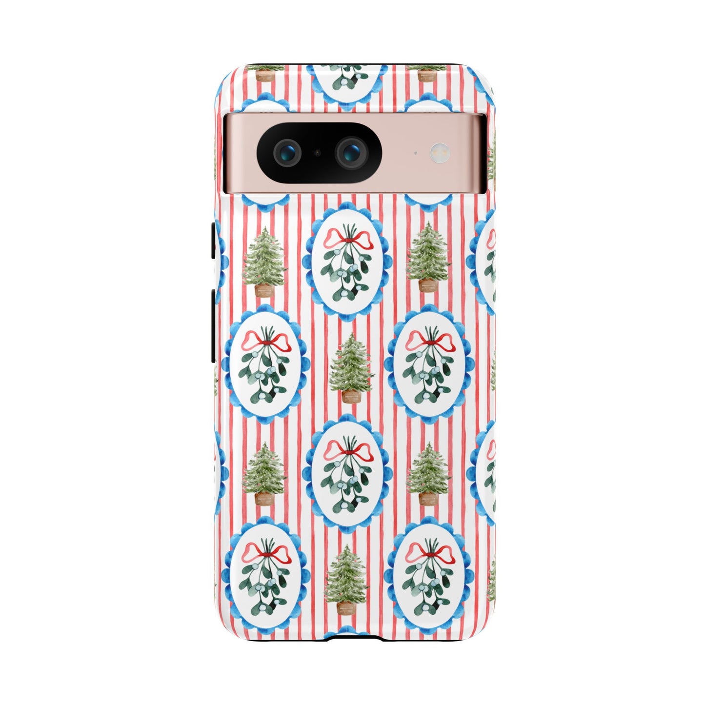 Christmas Wreath & Tree Pattern Phone Case — Festive Holiday Tough Case