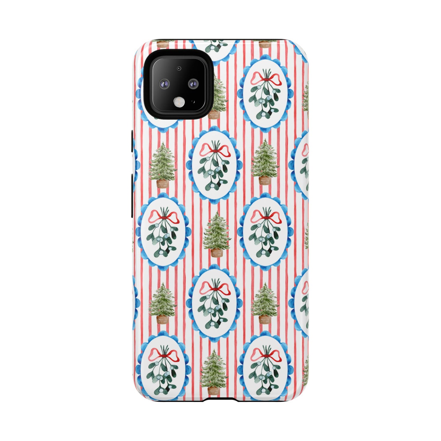 Christmas Wreath & Tree Pattern Phone Case — Festive Holiday Tough Case