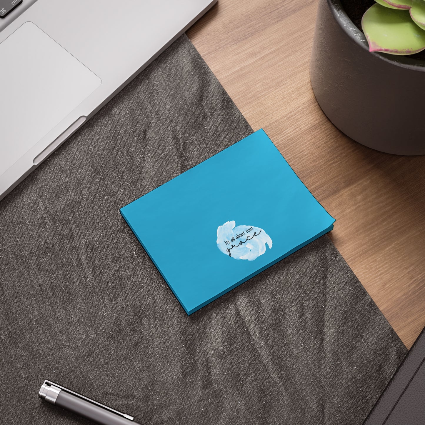 Inspirational Post-it Notes — "It's All About That Grace" Blue Sticky Notes