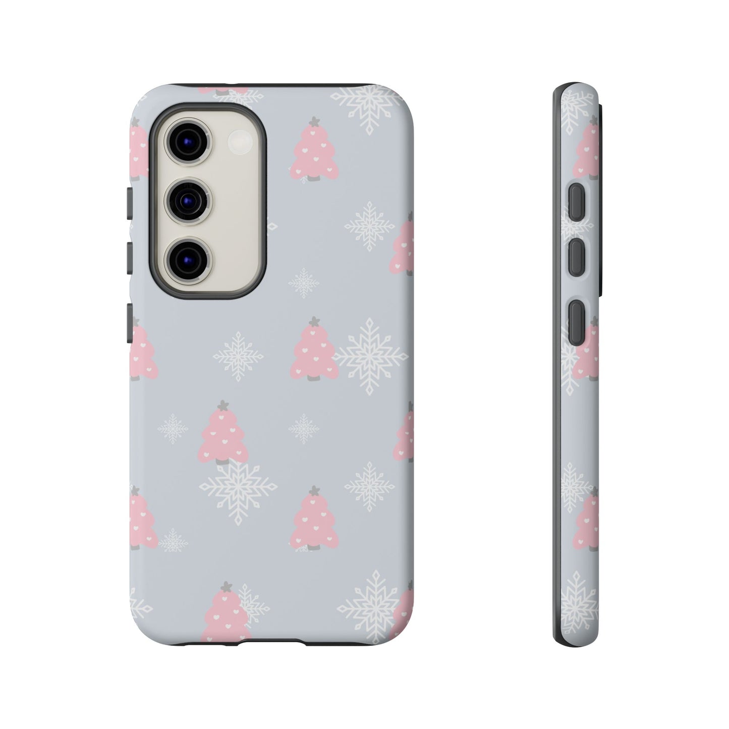 Christmas Pink Tree Tough Phone Case — Cute Holiday Snowflake Design