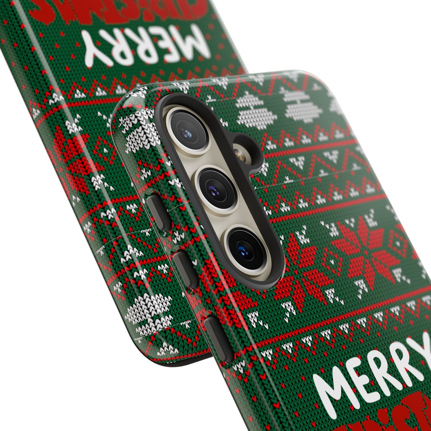 Merry Christmas Phone Case - Festive Green Ugly Sweater Design