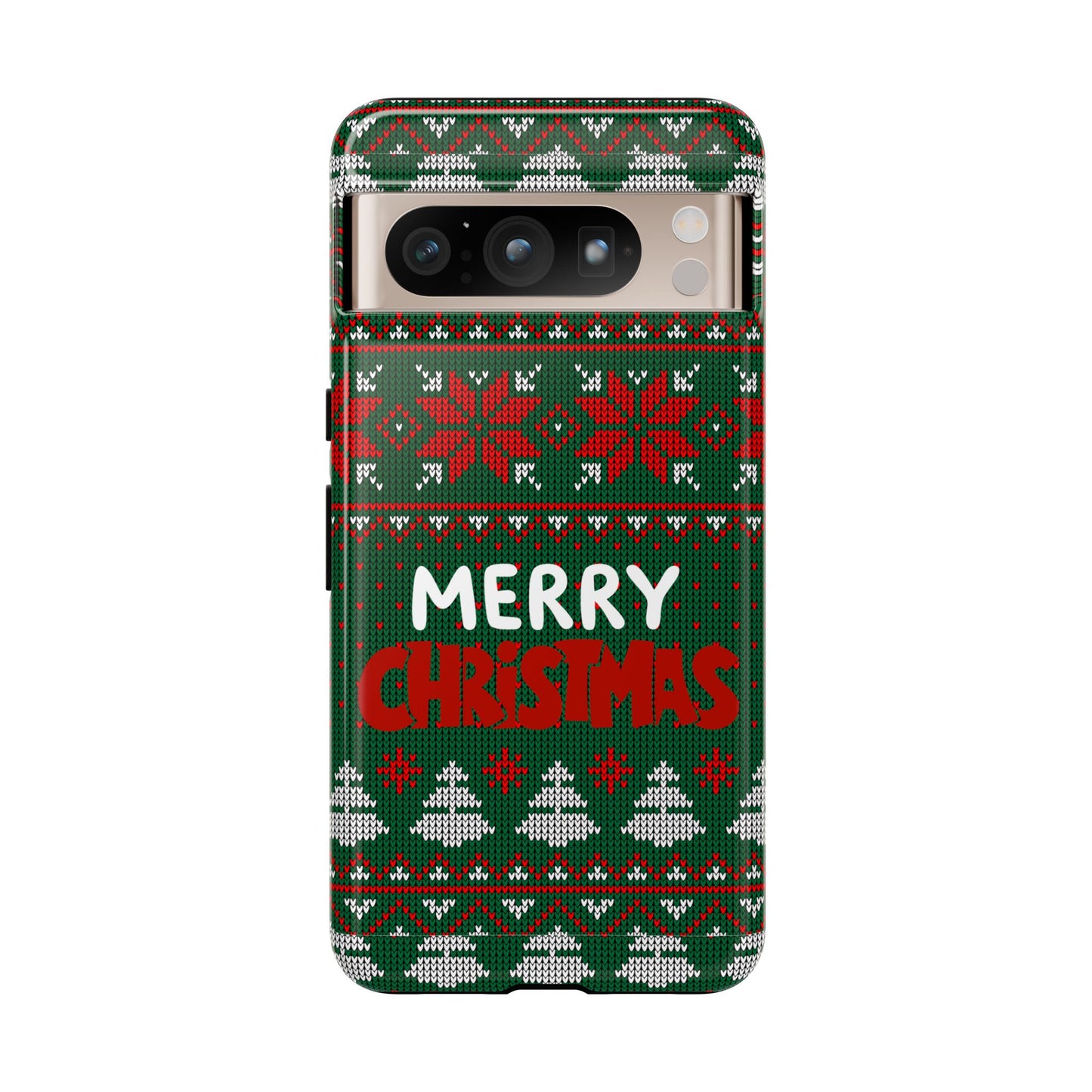Merry Christmas Phone Case - Festive Green Ugly Sweater Design