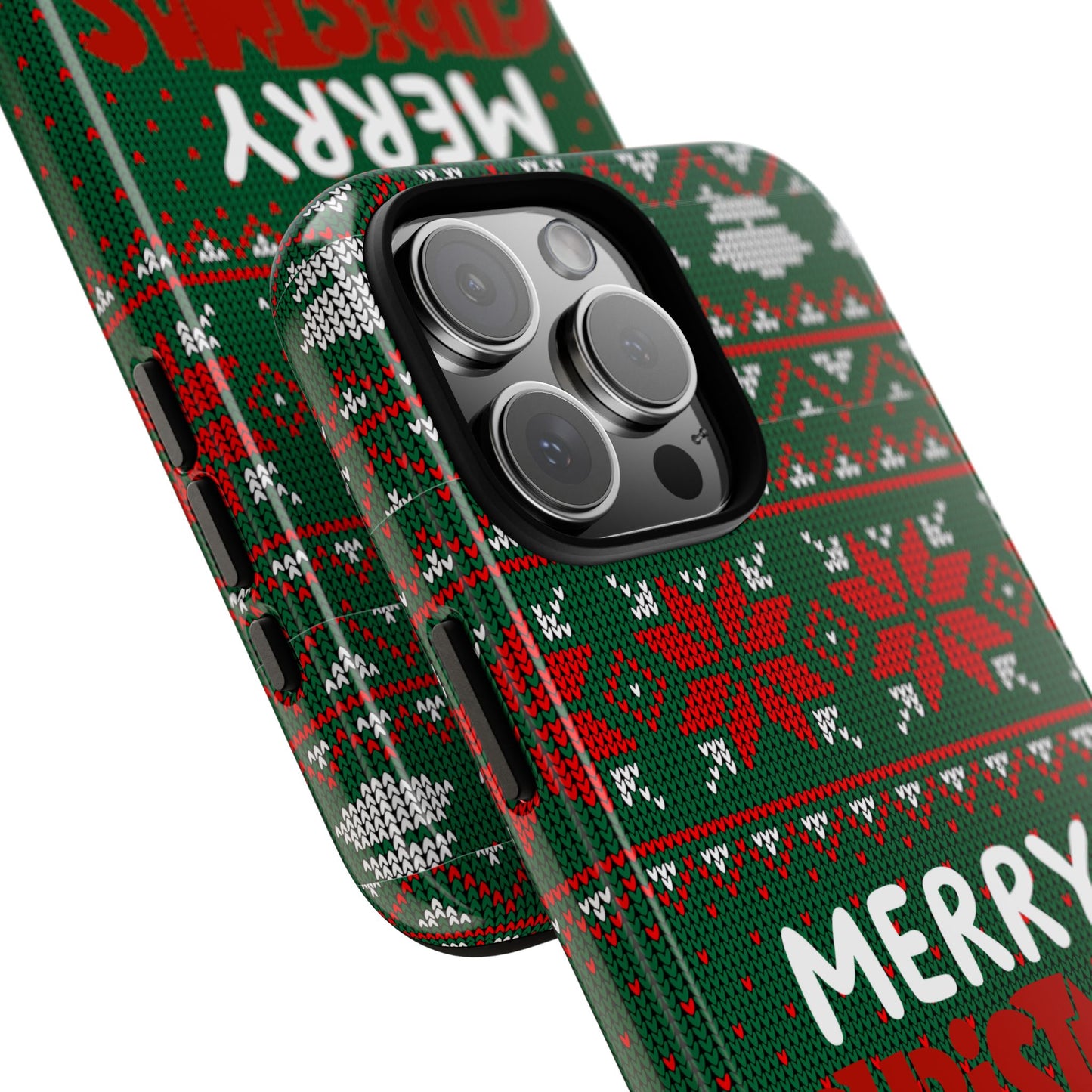 Merry Christmas Phone Case - Festive Green Ugly Sweater Design
