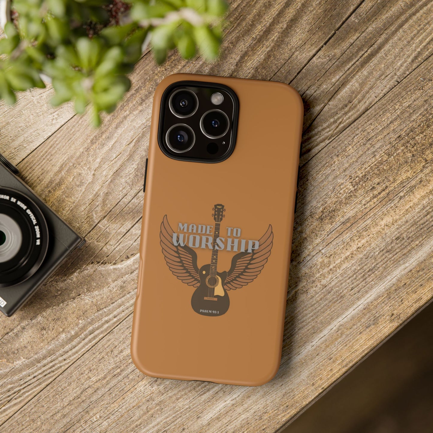 Tough Phone Case — "Made to Worship" Acoustic Guitar Wings Design