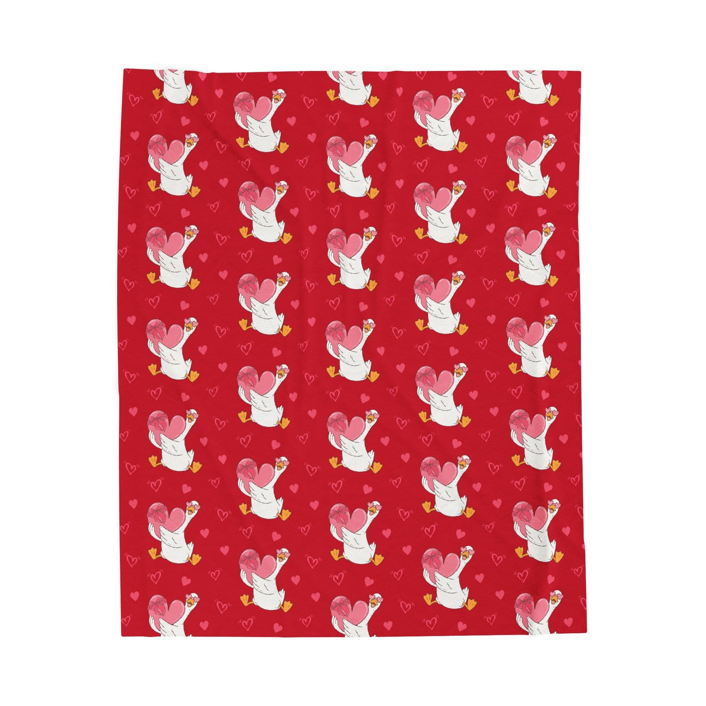 Valentine Plush Blanket — Cute Love Goose Velveteen Throw