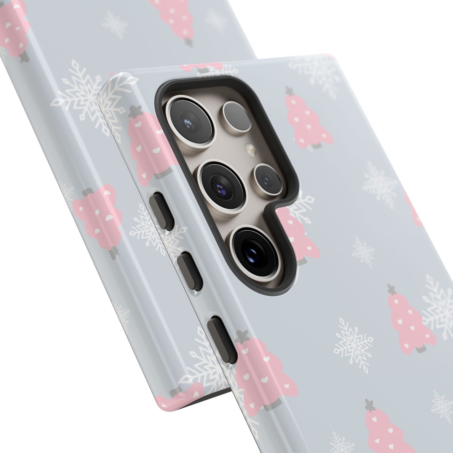 Christmas Pink Tree Tough Phone Case — Cute Holiday Snowflake Design
