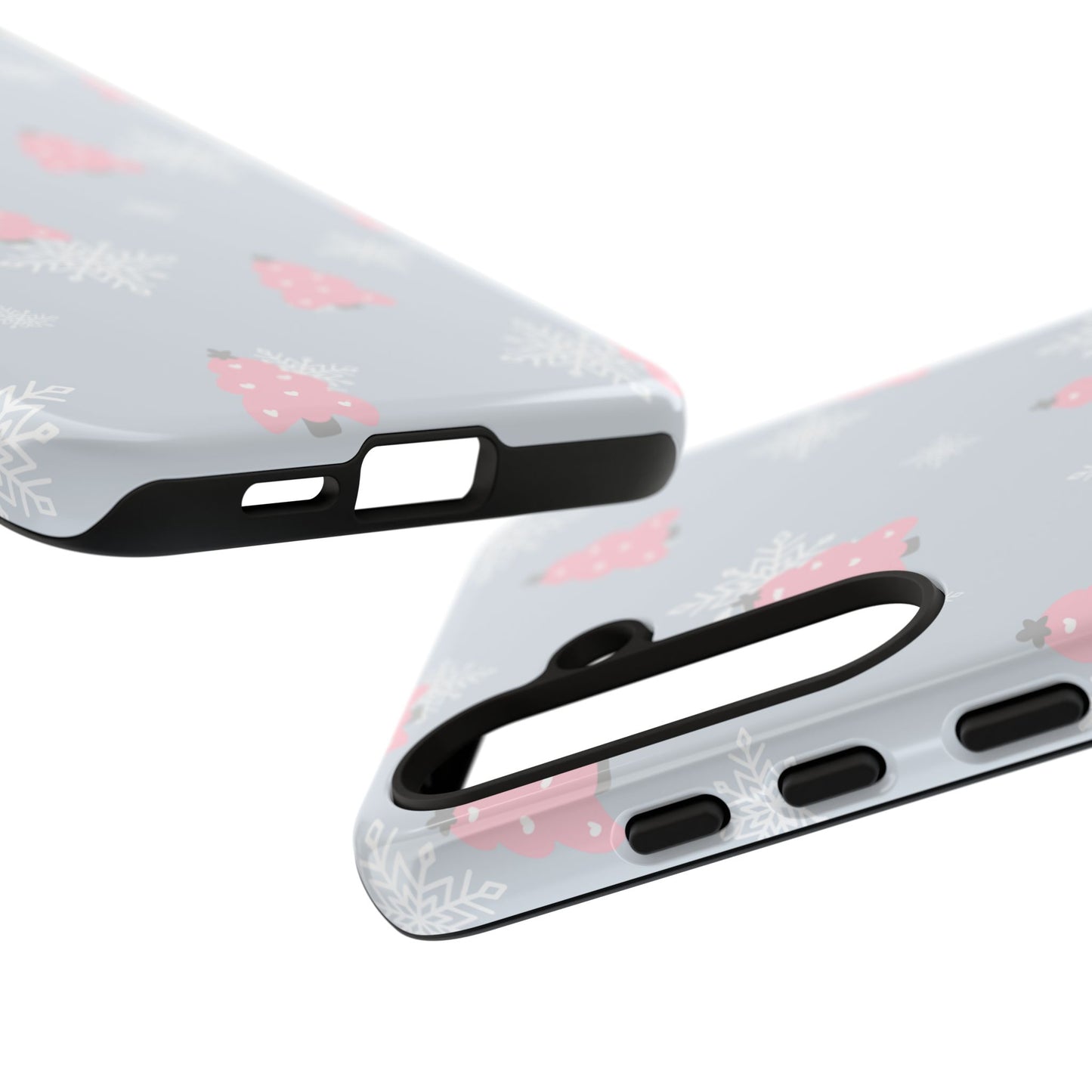 Christmas Pink Tree Tough Phone Case — Cute Holiday Snowflake Design