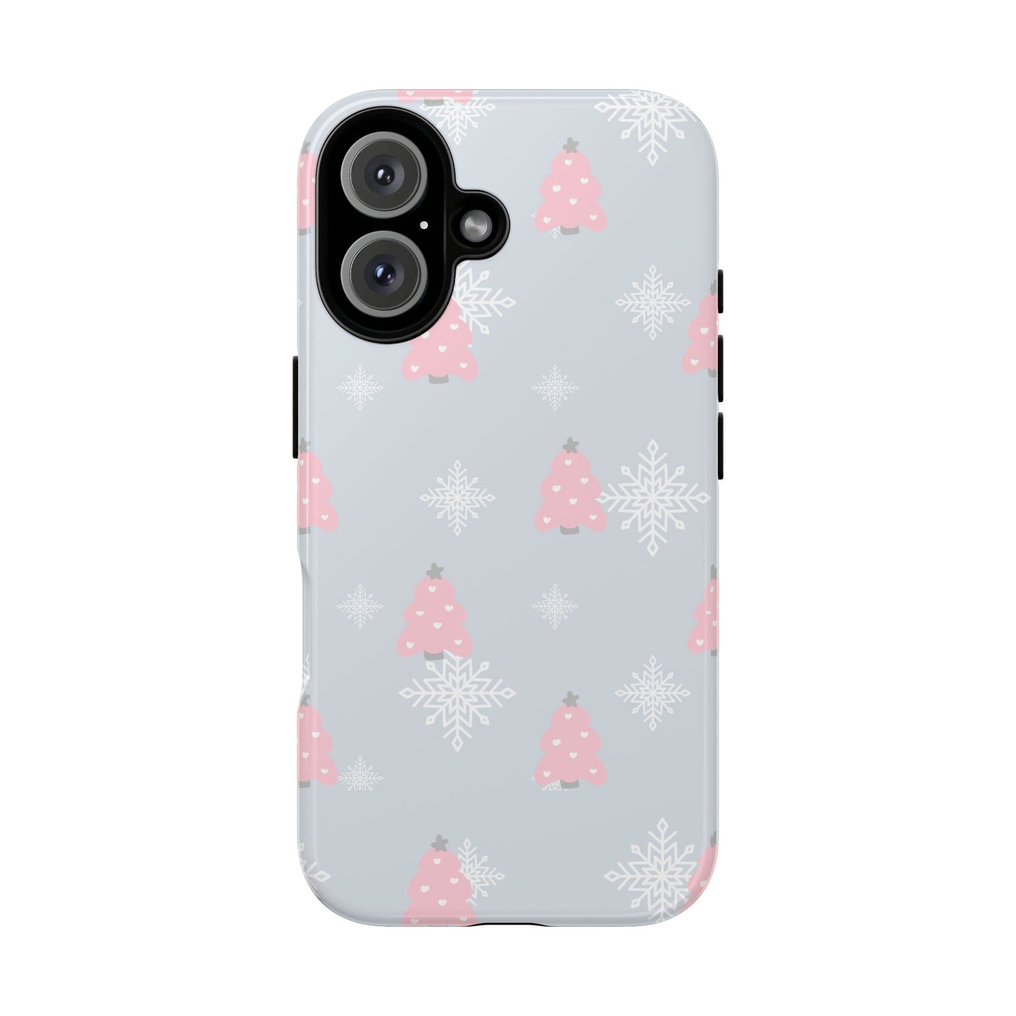 Christmas Pink Tree Tough Phone Case — Cute Holiday Snowflake Design