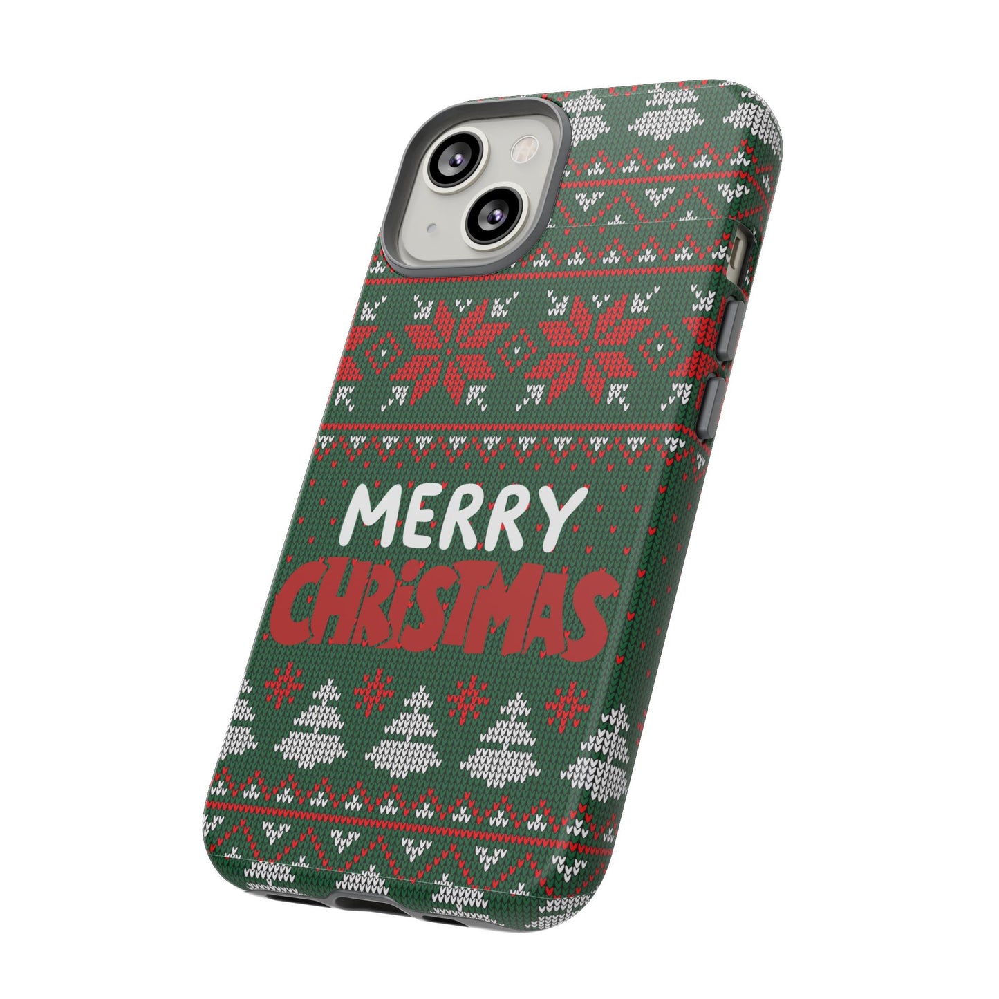 Merry Christmas Phone Case - Festive Green Ugly Sweater Design