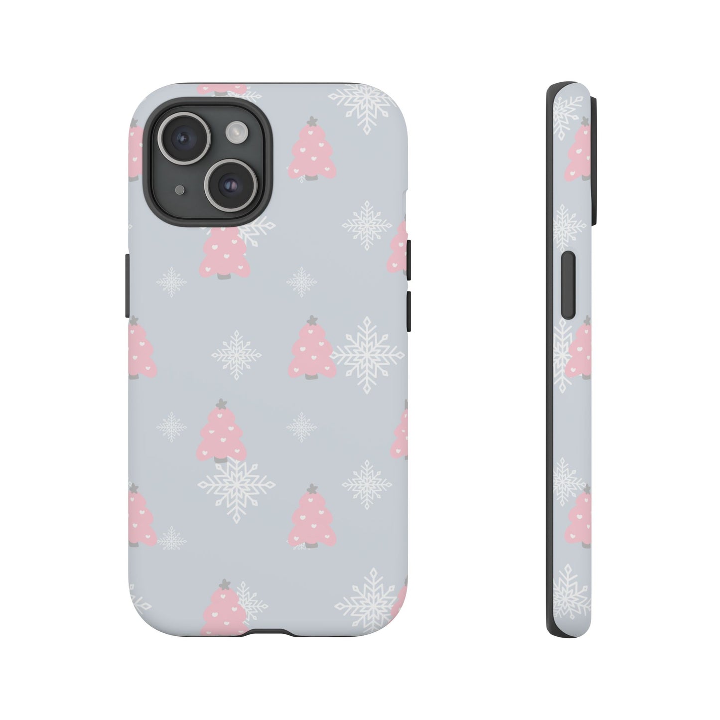 Christmas Pink Tree Tough Phone Case — Cute Holiday Snowflake Design
