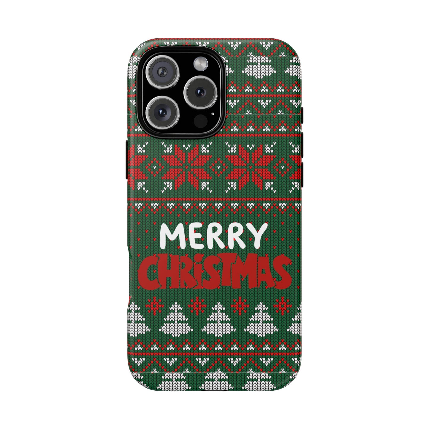 Merry Christmas Phone Case - Festive Green Ugly Sweater Design