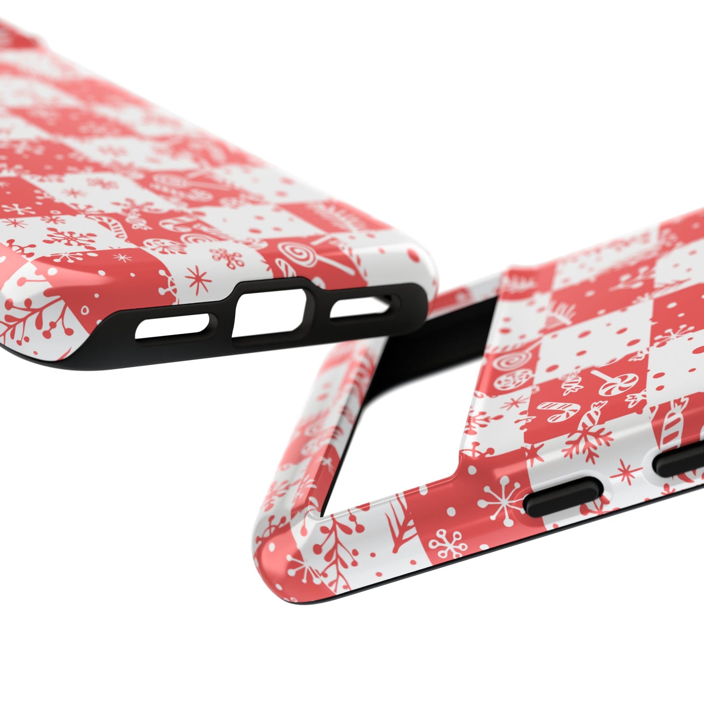 Christmas Red Buffalo Check Phone Case - Holiday Snowflake Pattern Tough Case