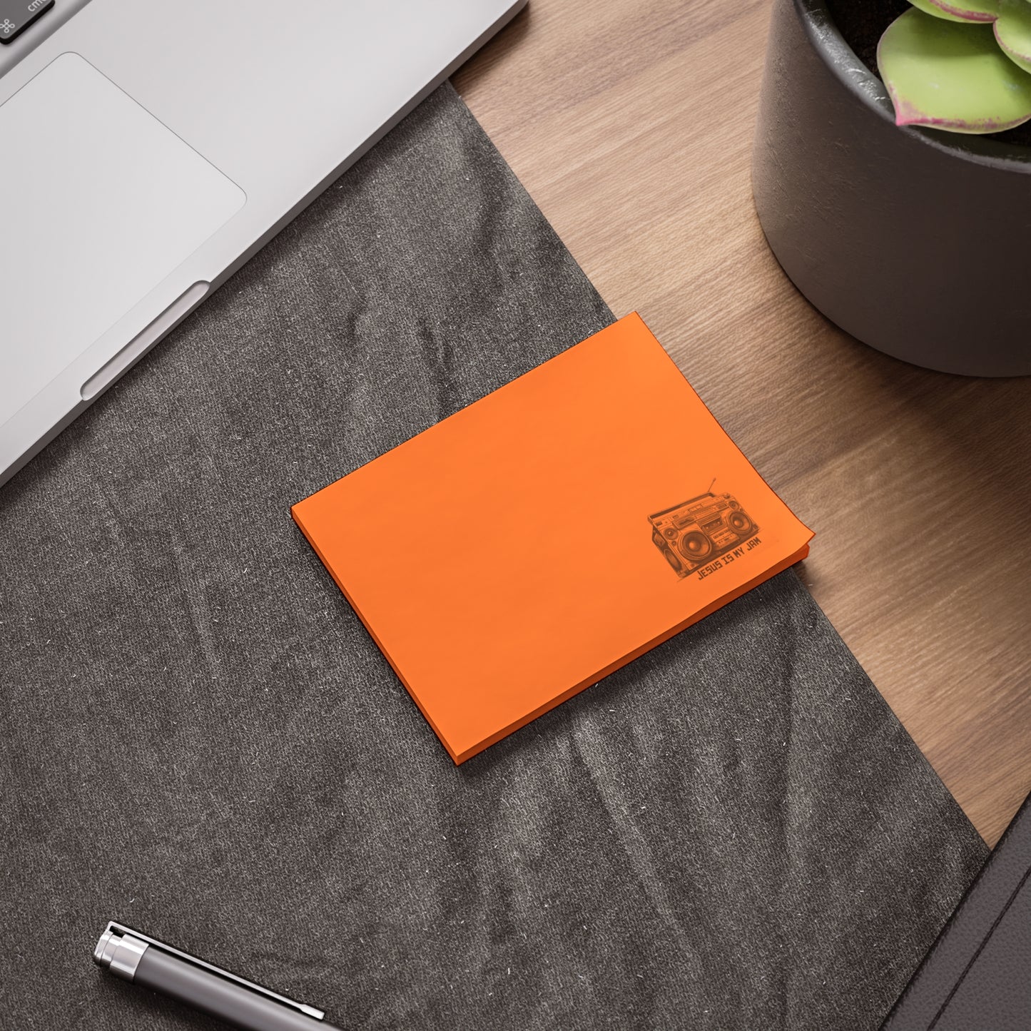 Post-it Notes — Orange Boombox Design “Jesus Is My Jam”