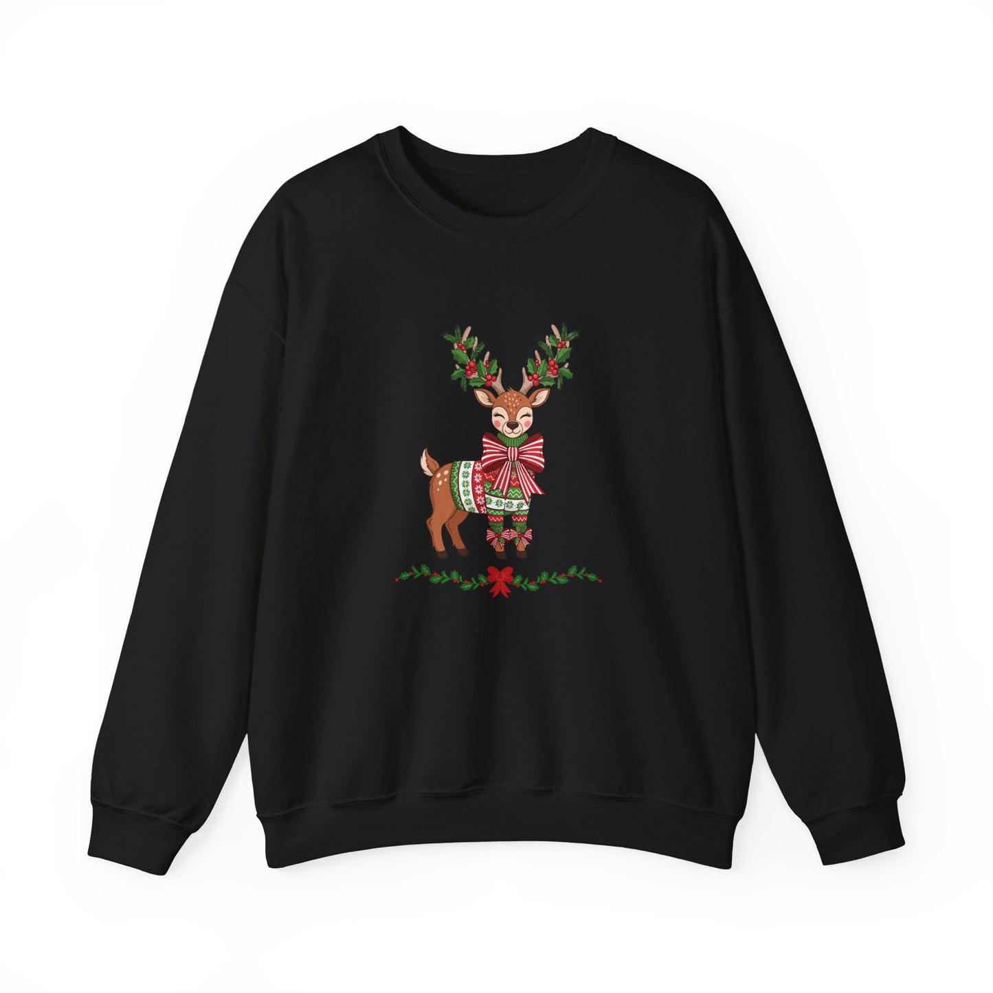 Christmas Reindeer Crewneck Sweatshirt - Festive Holiday Reindeer Design
