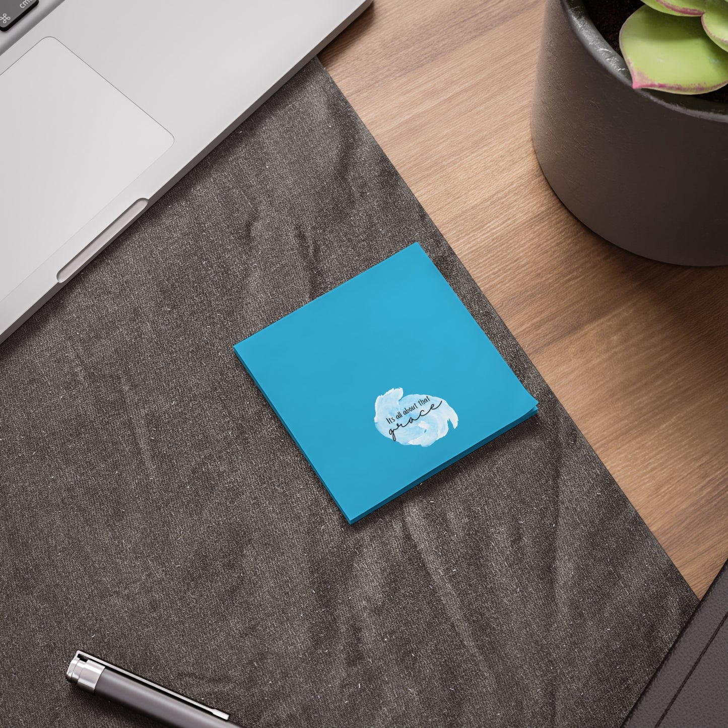 Inspirational Post-it Notes — "It's All About That Grace" Blue Sticky Notes