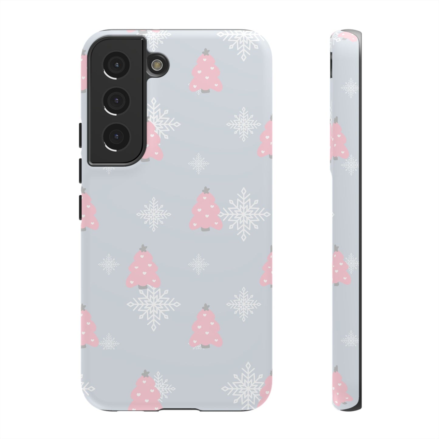 Christmas Pink Tree Tough Phone Case — Cute Holiday Snowflake Design