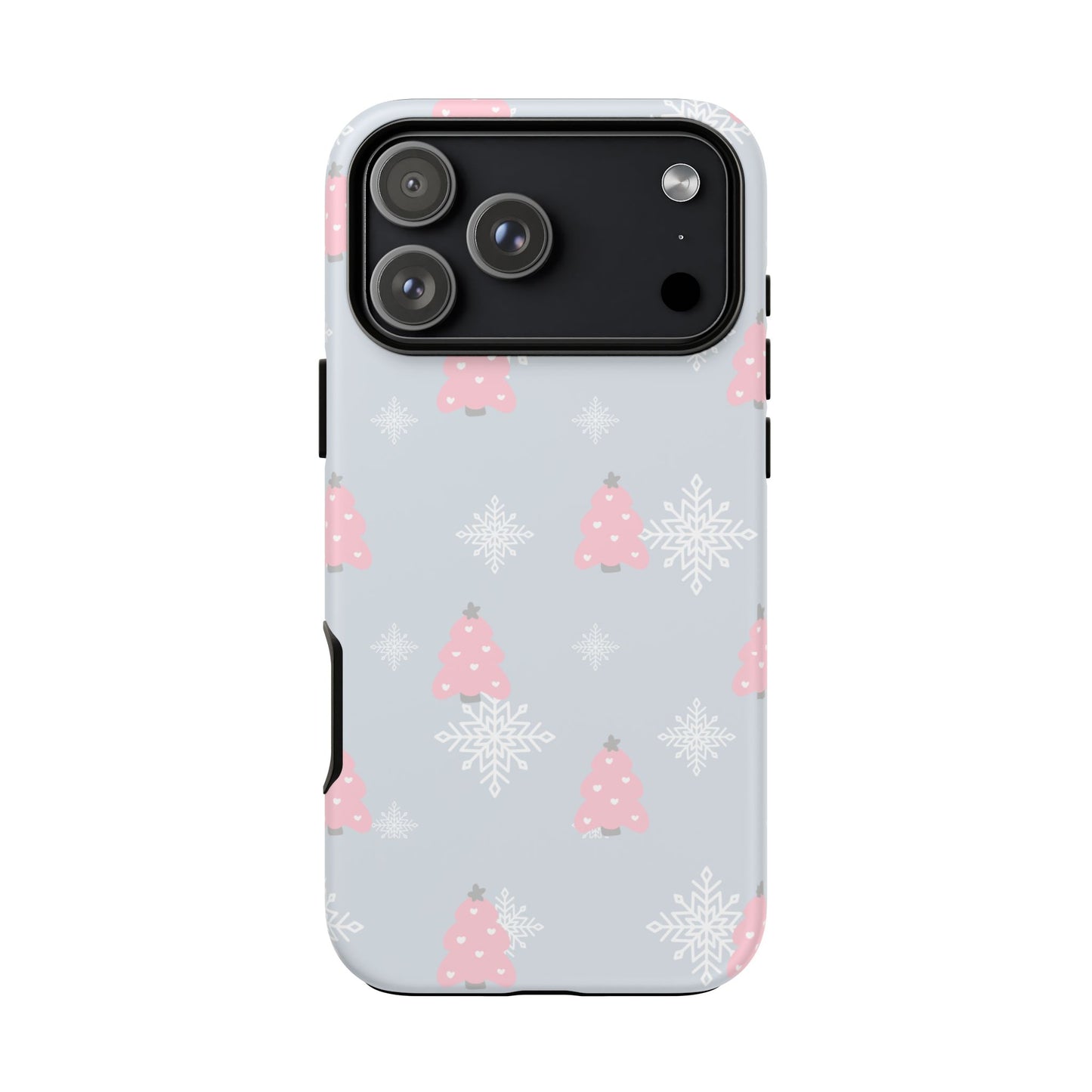 Christmas Pink Tree Tough Phone Case — Cute Holiday Snowflake Design