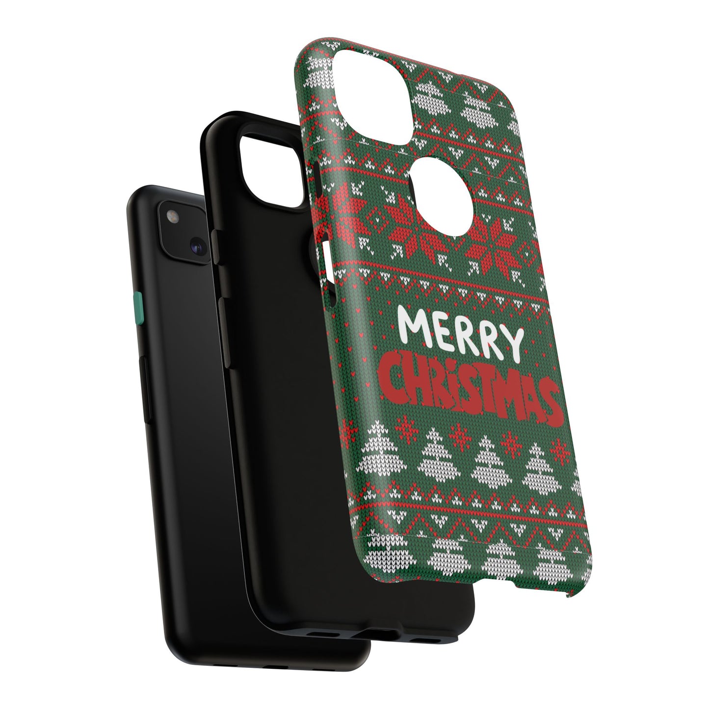 Merry Christmas Phone Case - Festive Green Ugly Sweater Design