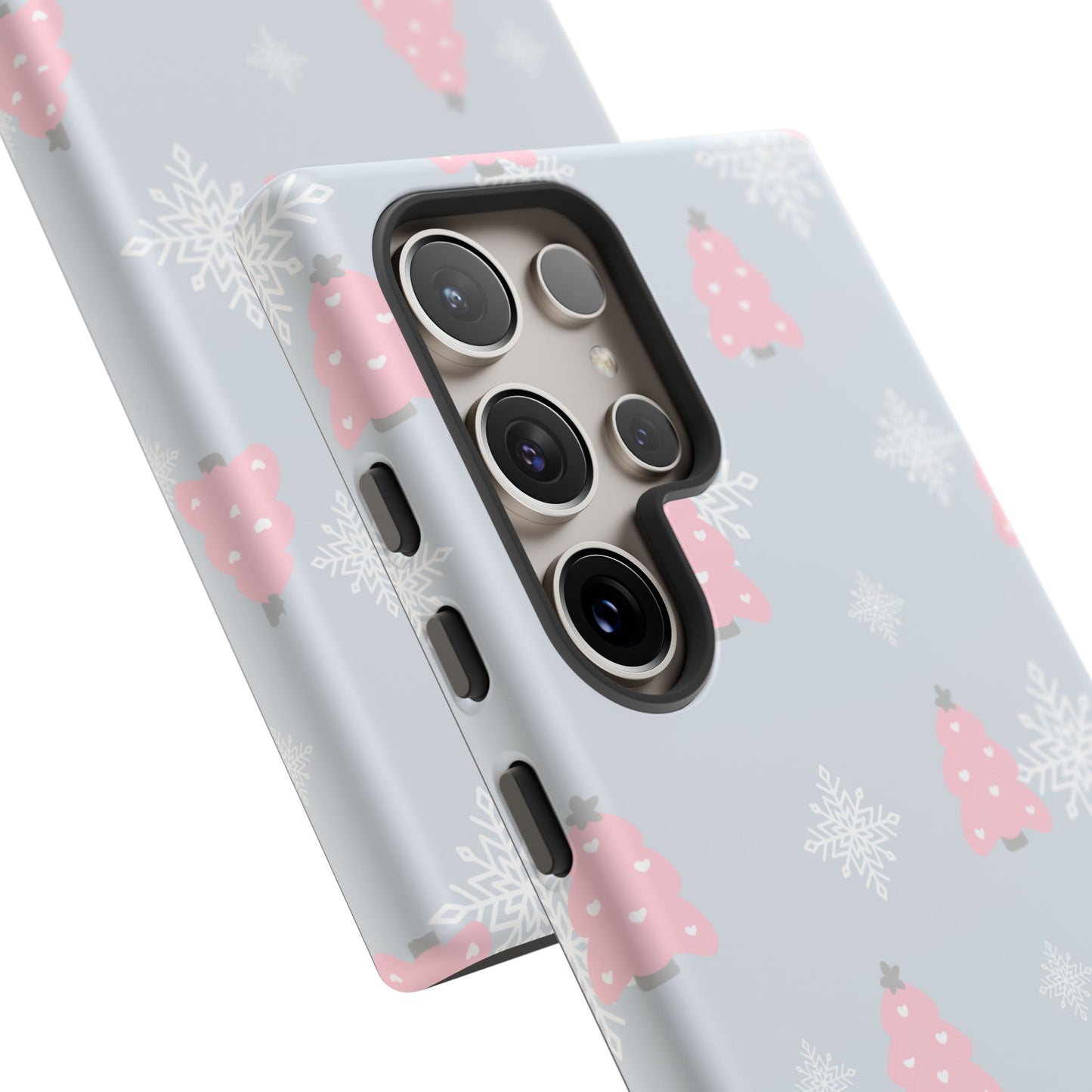 Christmas Pink Tree Tough Phone Case — Cute Holiday Snowflake Design