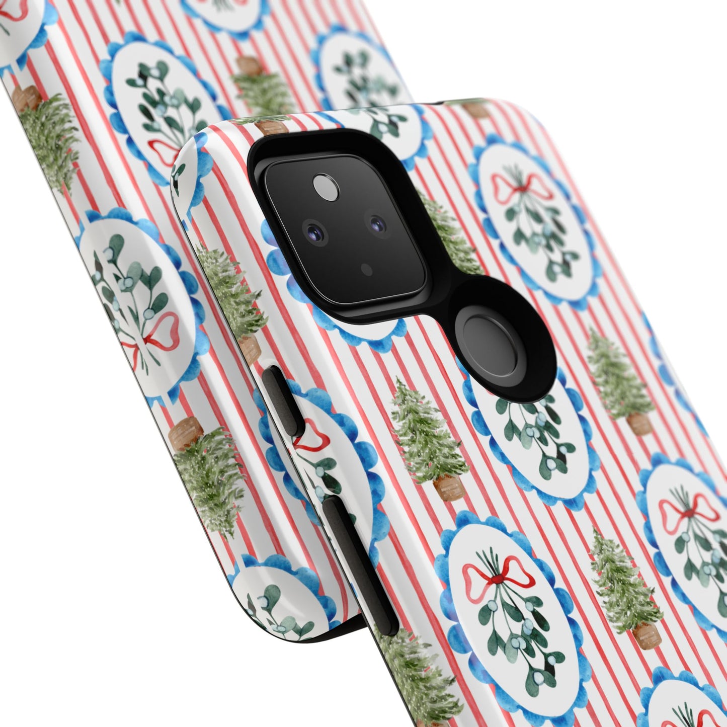 Christmas Wreath & Tree Pattern Phone Case — Festive Holiday Tough Case
