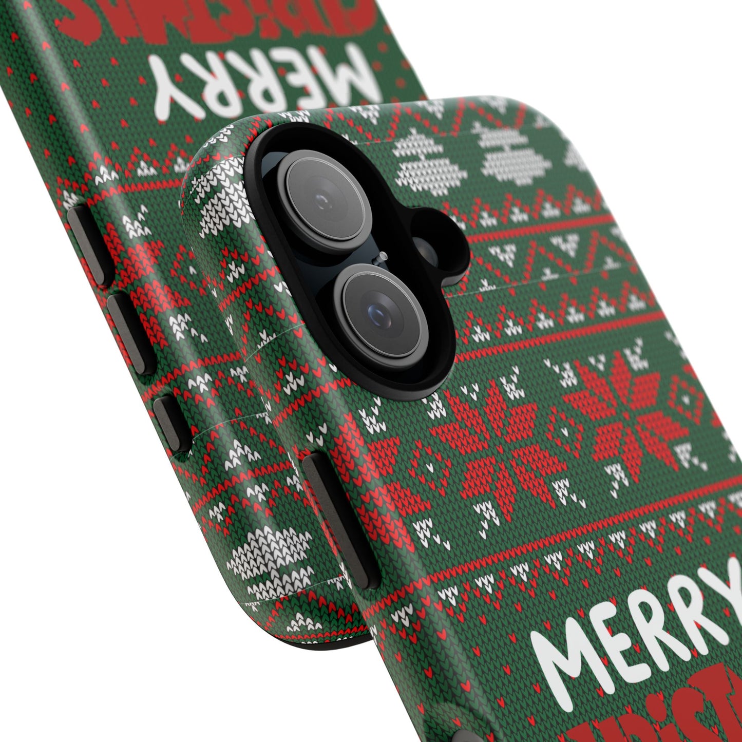 Merry Christmas Phone Case - Festive Green Ugly Sweater Design