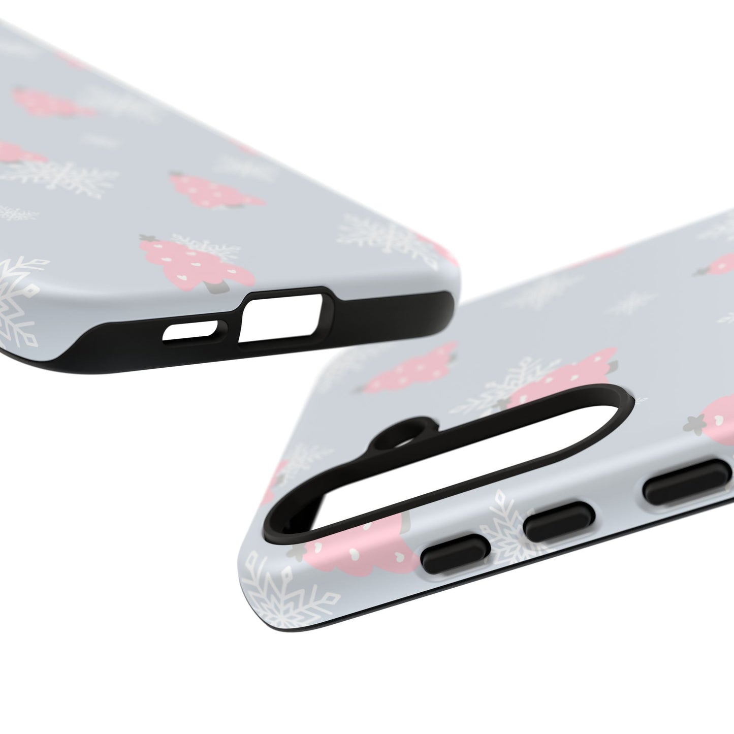 Christmas Pink Tree Tough Phone Case — Cute Holiday Snowflake Design