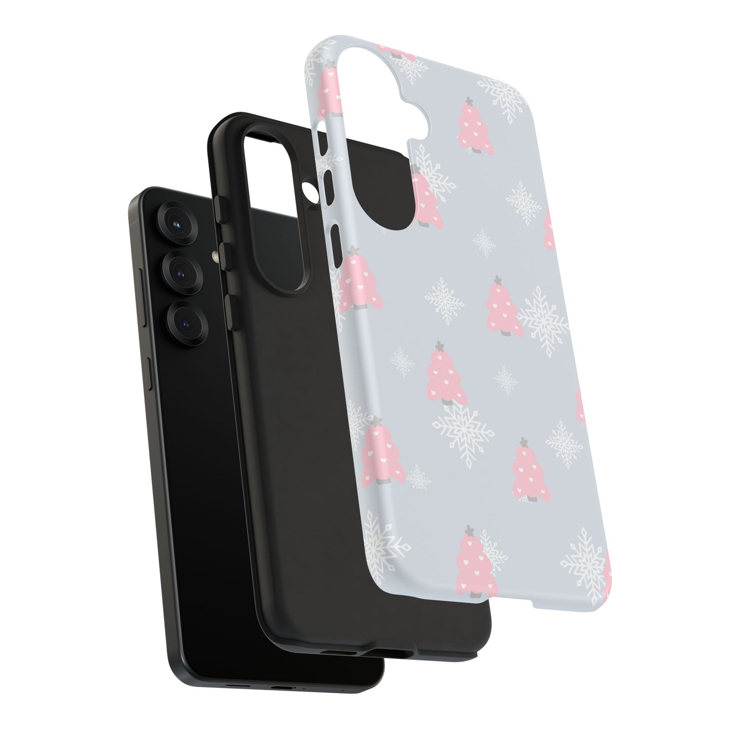 Christmas Pink Tree Tough Phone Case — Cute Holiday Snowflake Design