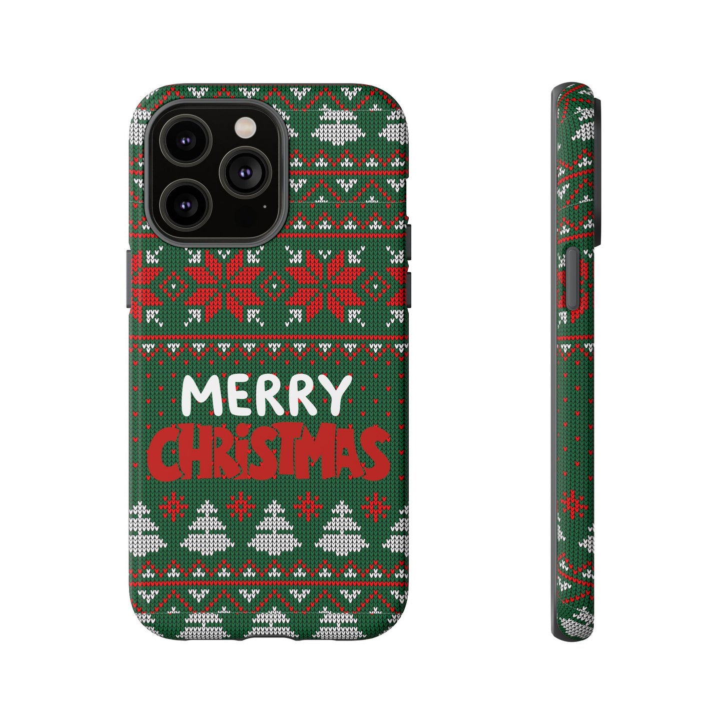Merry Christmas Phone Case - Festive Green Ugly Sweater Design