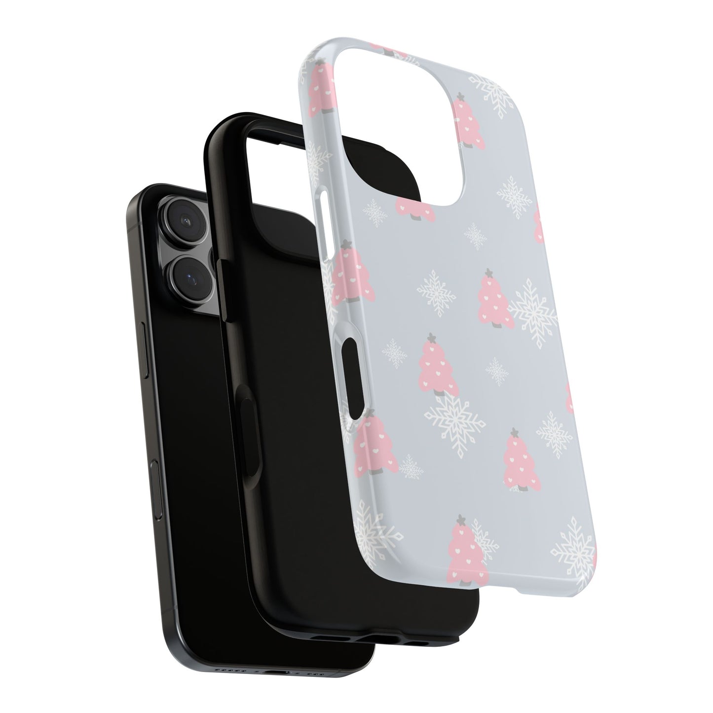 Christmas Pink Tree Tough Phone Case — Cute Holiday Snowflake Design