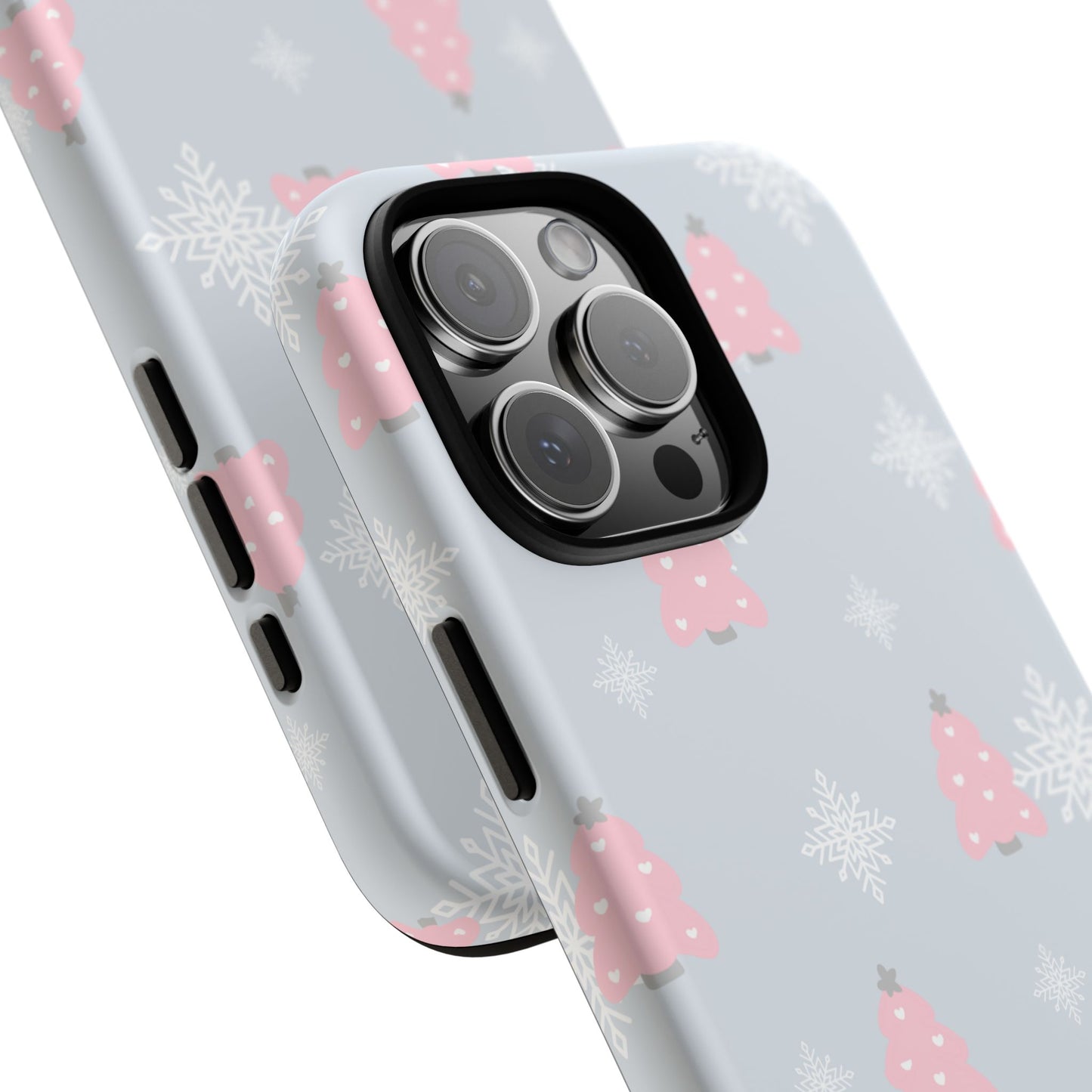 Christmas Pink Tree Tough Phone Case — Cute Holiday Snowflake Design