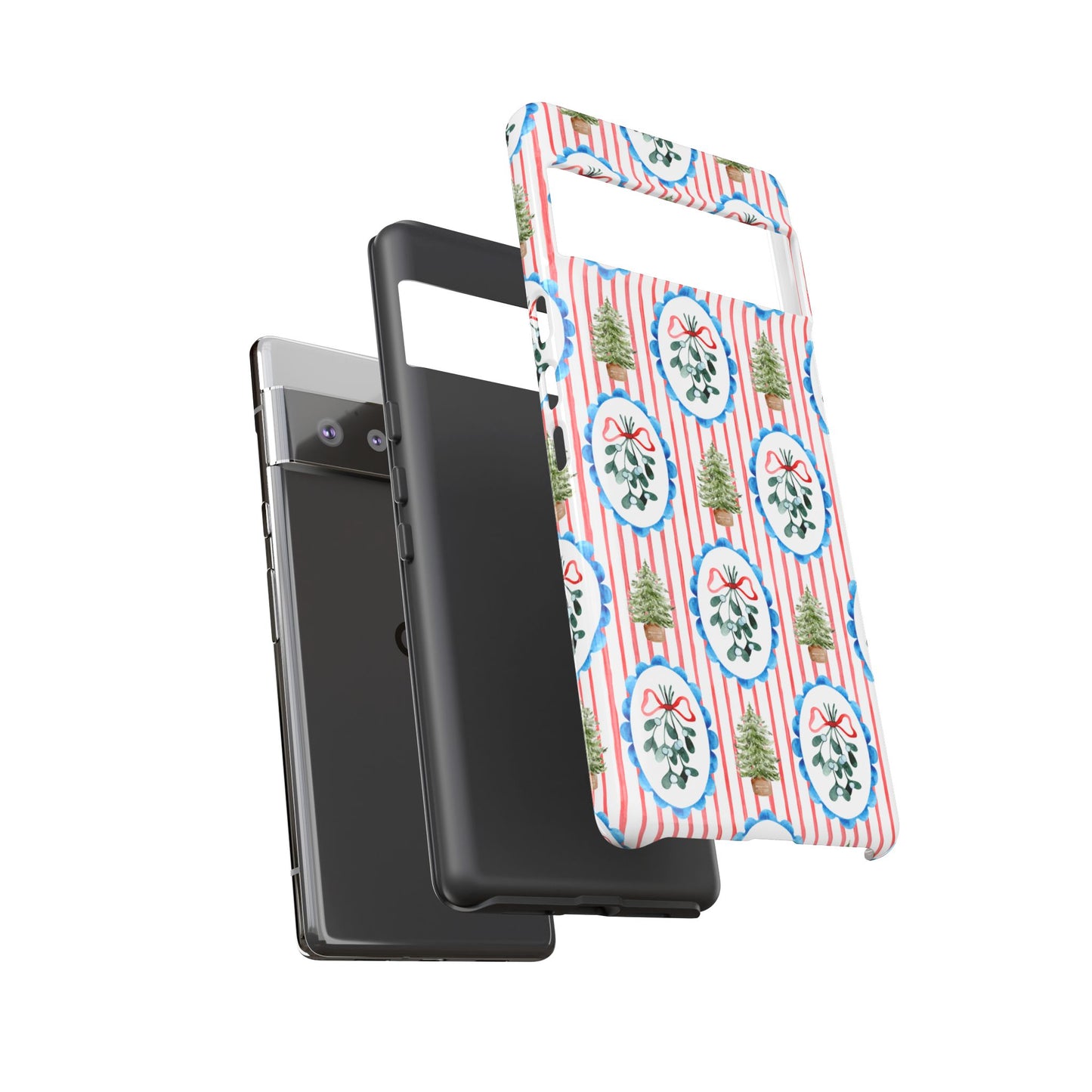 Christmas Wreath & Tree Pattern Phone Case — Festive Holiday Tough Case