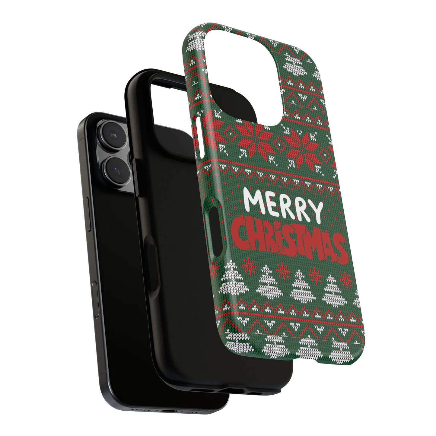 Merry Christmas Phone Case - Festive Green Ugly Sweater Design