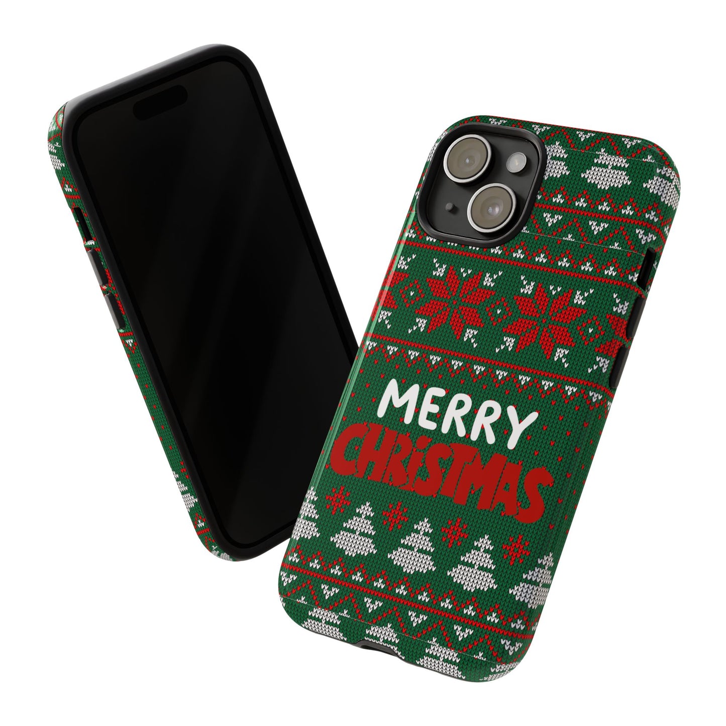 Merry Christmas Phone Case - Festive Green Ugly Sweater Design
