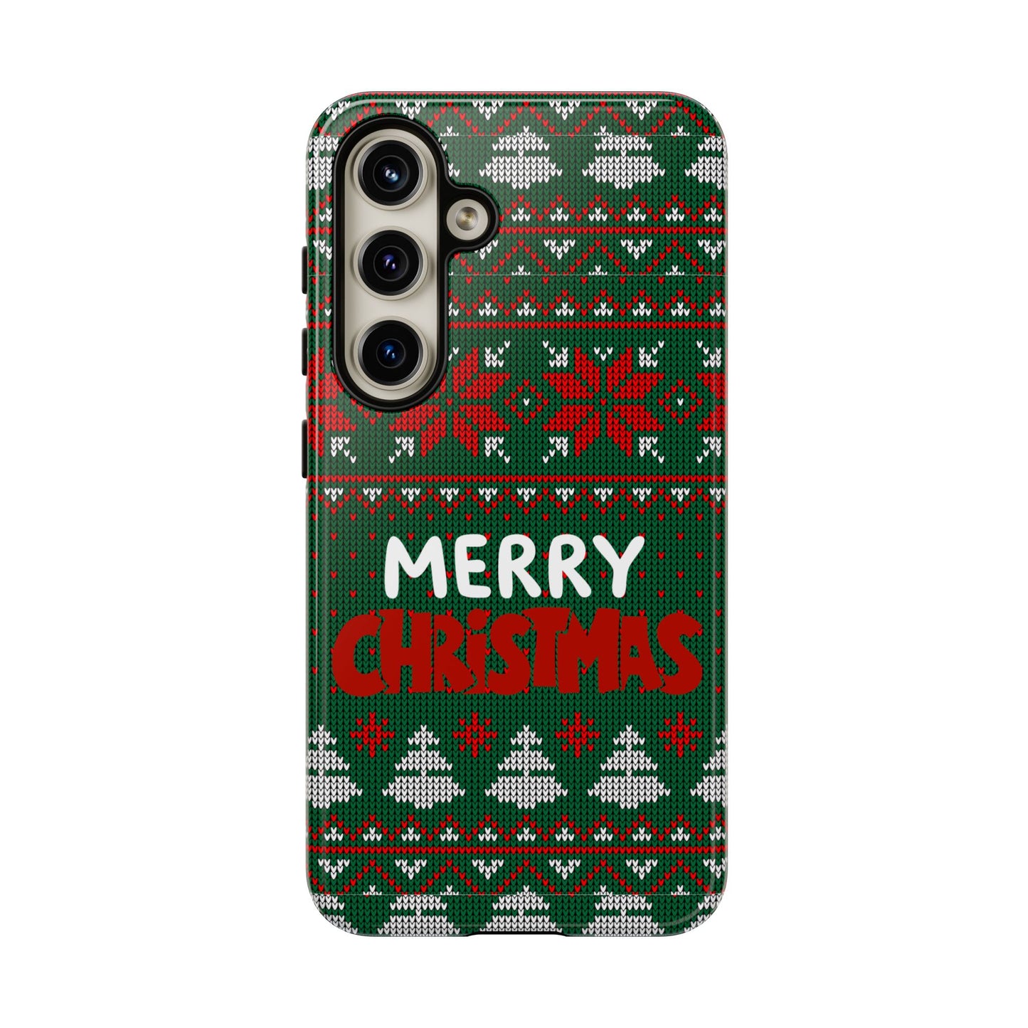 Merry Christmas Phone Case - Festive Green Ugly Sweater Design