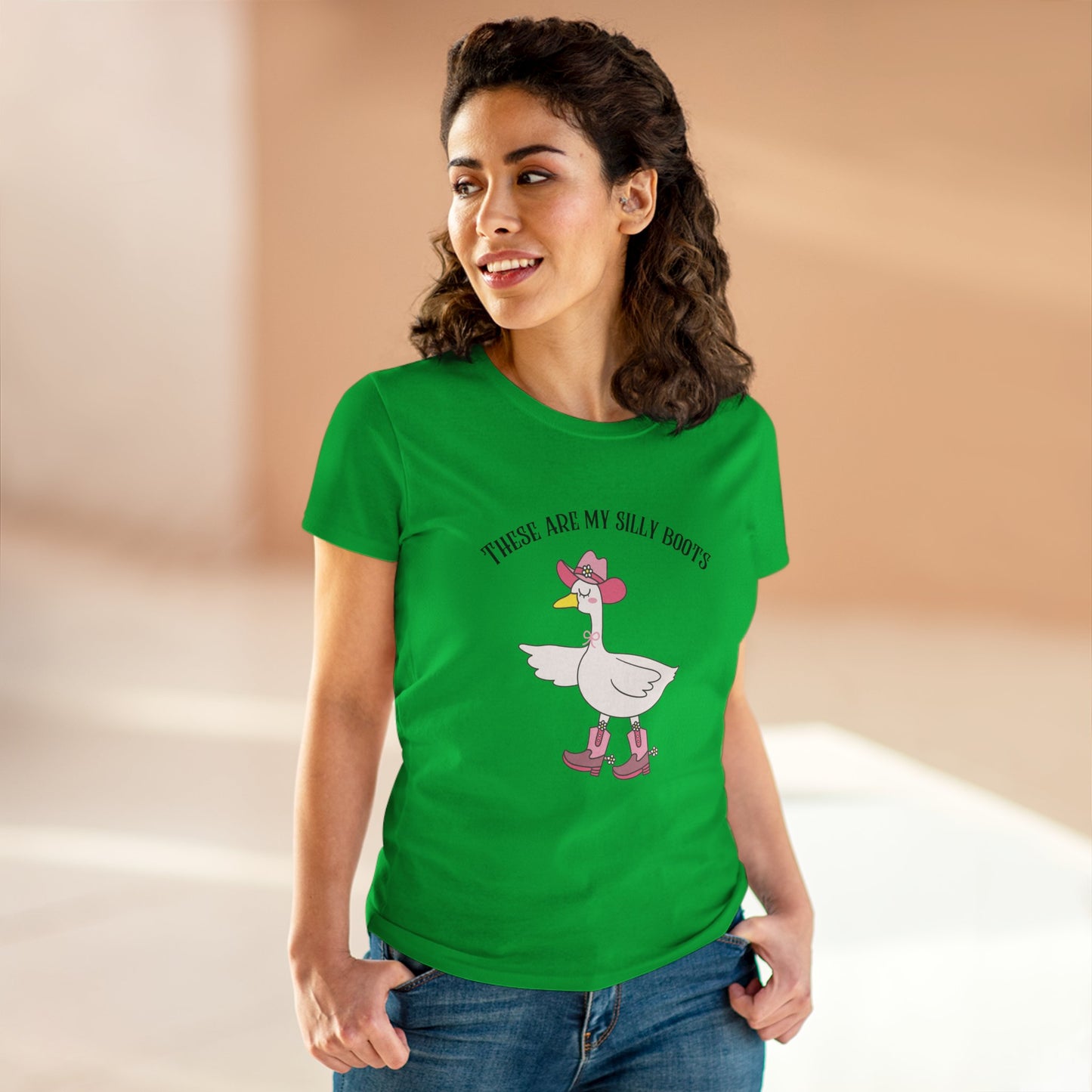 Silly Boots Women's Cotton Tee - Fun Quirky Goose Shirt