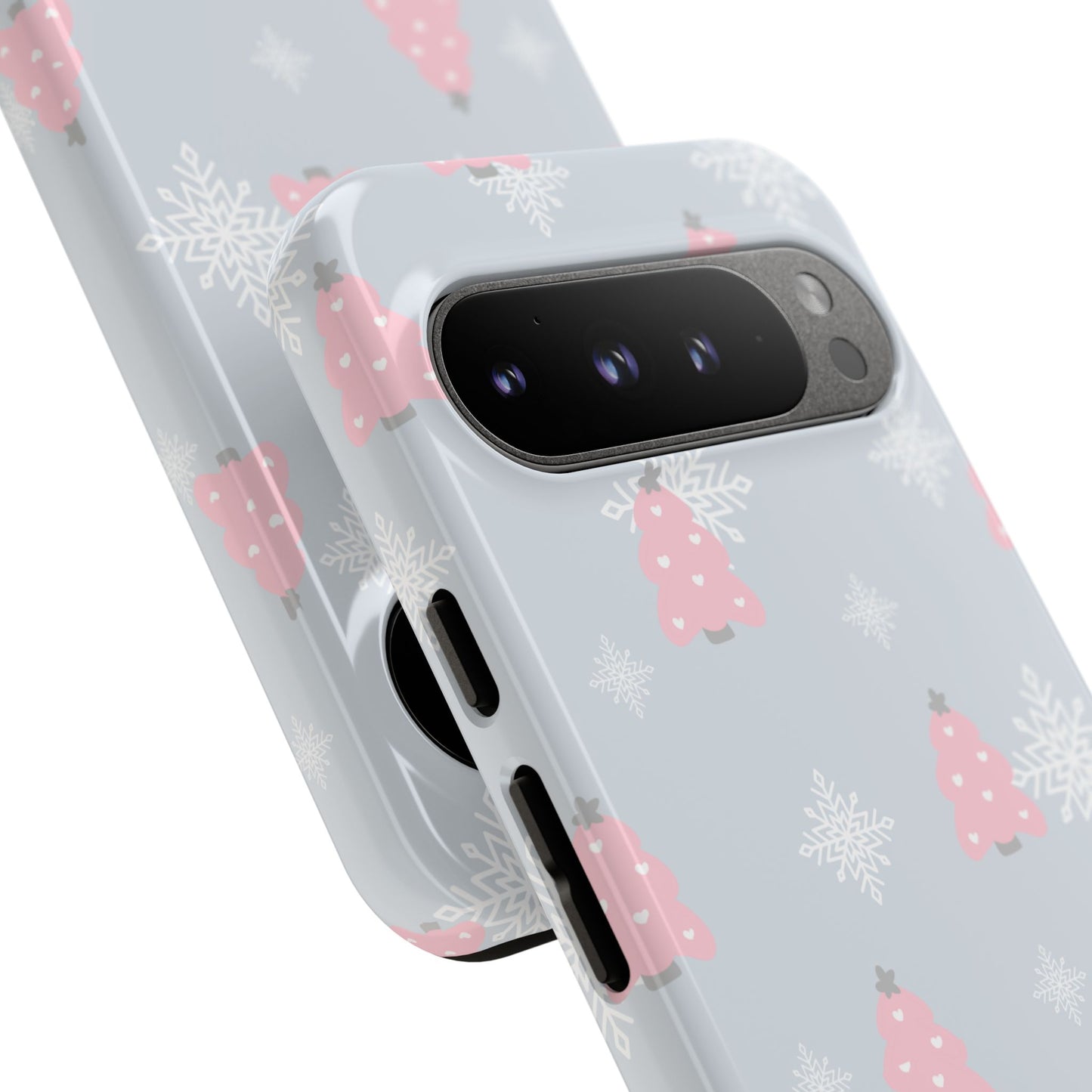 Christmas Pink Tree Tough Phone Case — Cute Holiday Snowflake Design