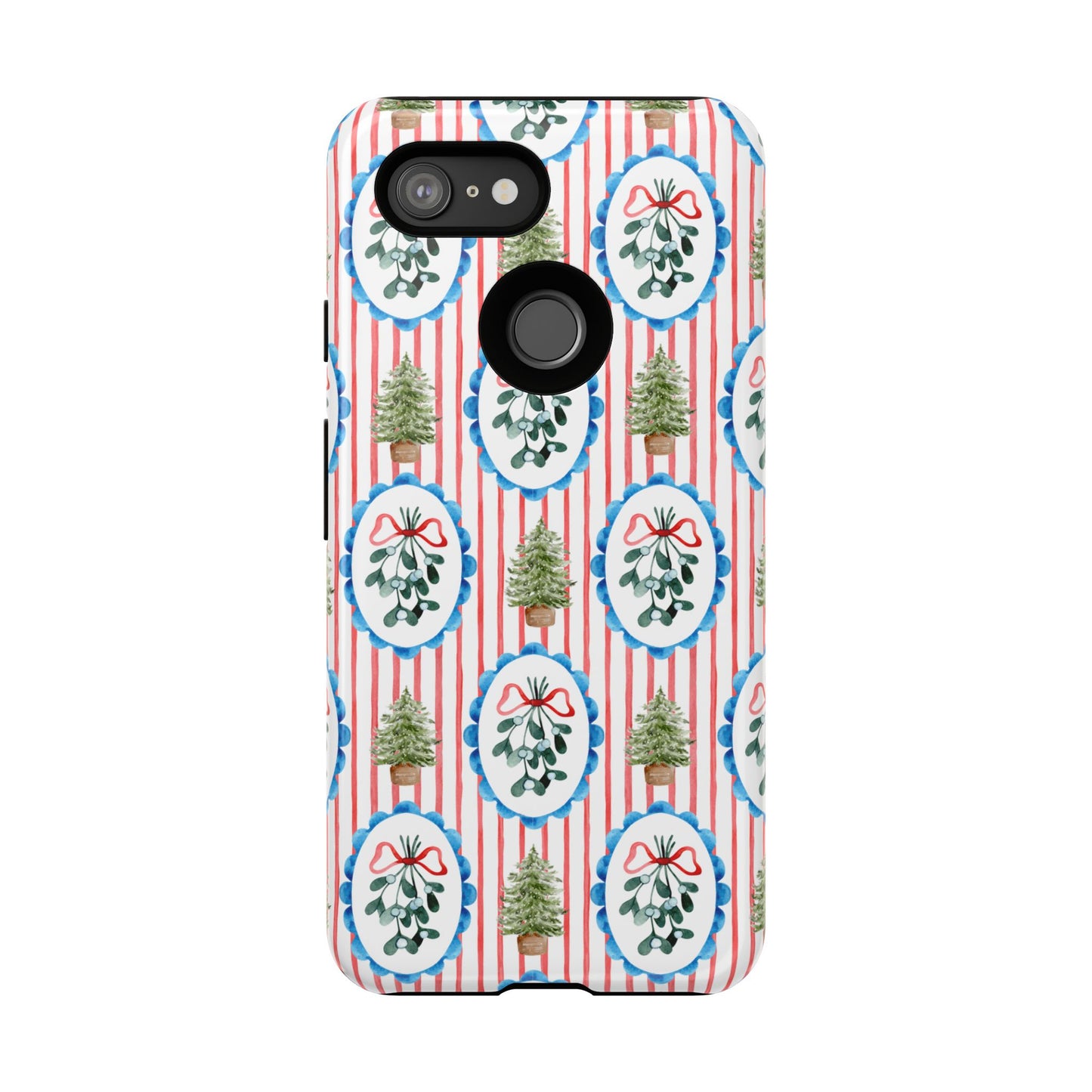 Christmas Wreath & Tree Pattern Phone Case — Festive Holiday Tough Case