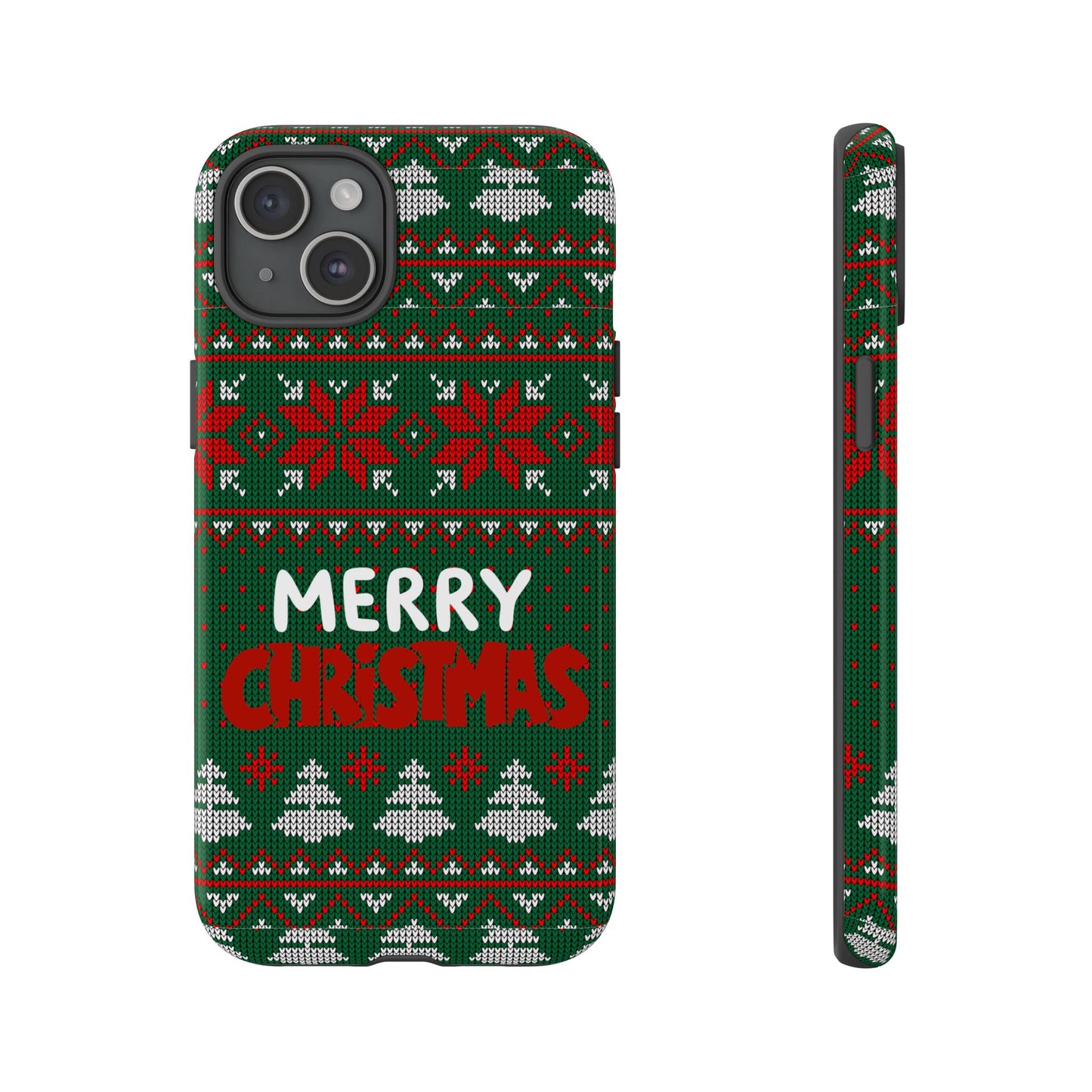 Merry Christmas Phone Case - Festive Green Ugly Sweater Design
