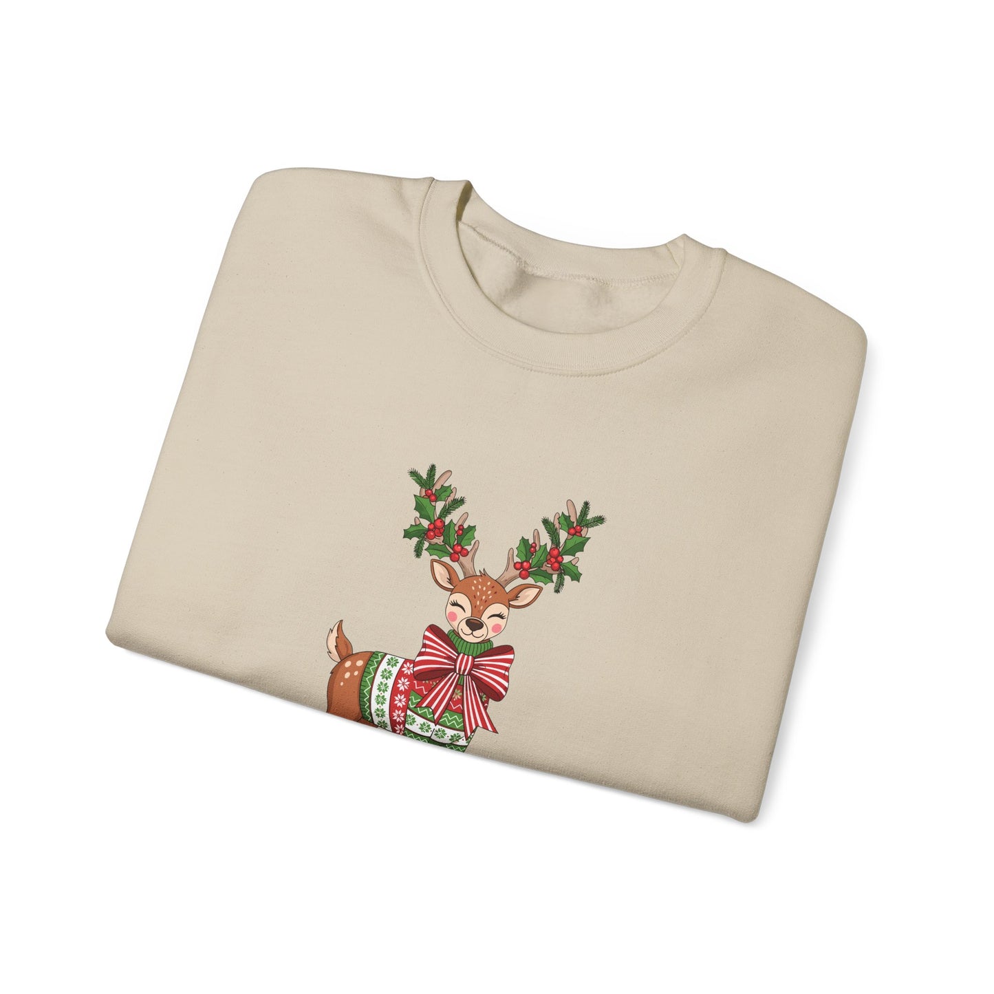 Christmas Reindeer Crewneck Sweatshirt - Festive Holiday Reindeer Design